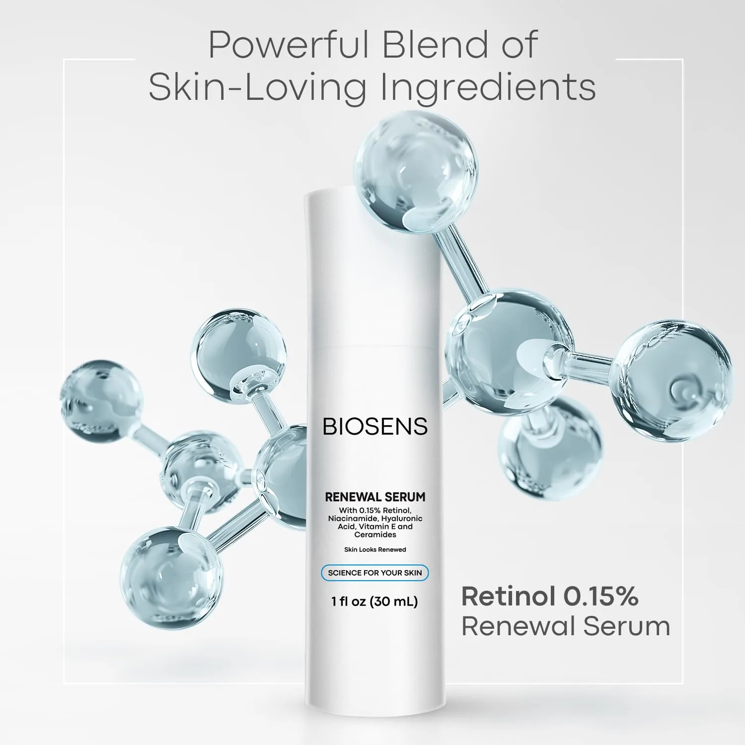 Retinol Serum for Face, 0.15% Retinol, Hyaluronic Acid & Niacinamide, Pore Minimizer, Antiaging & Skin Rejuvenation. Non-Comedogenic & Wrinkles reduction, Airless Pump, 1 fl oz