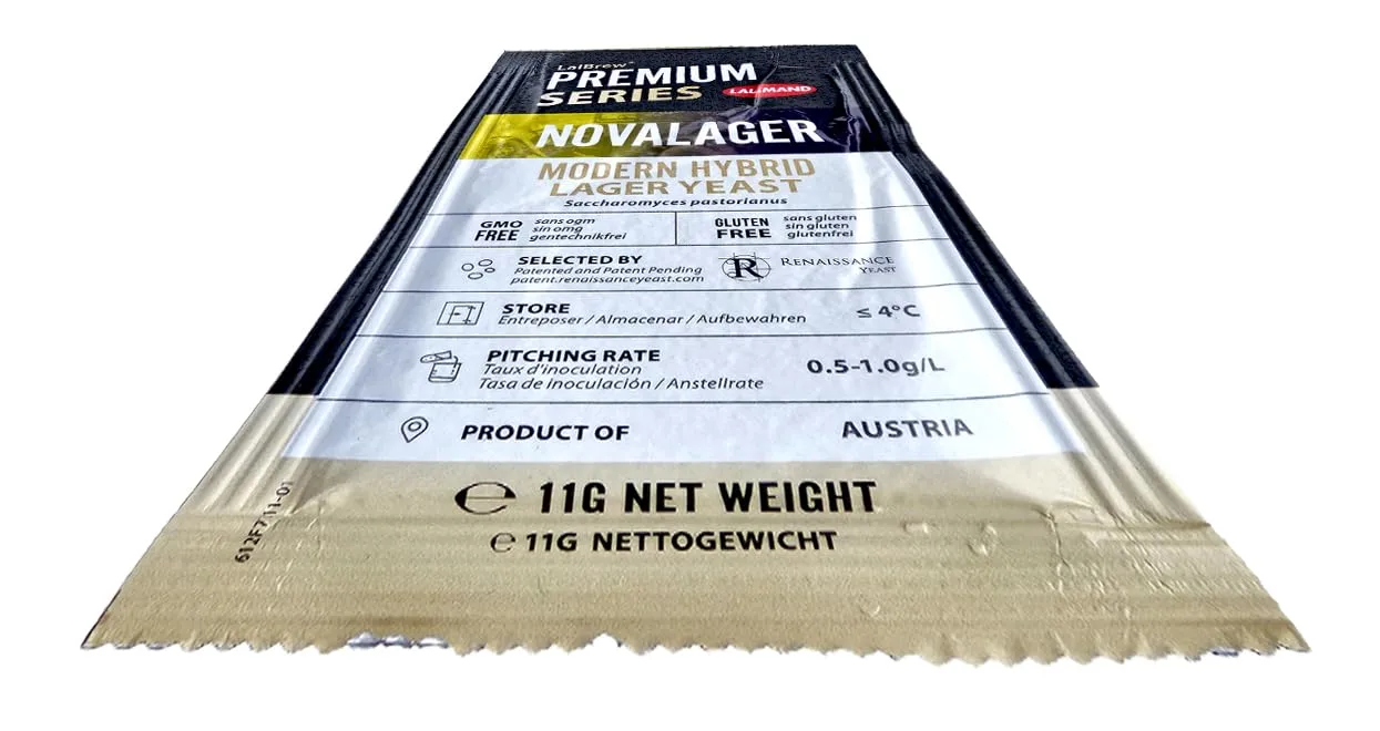 LalBrew NOVALAGER Modern Hybrid Beer Yeast 11g Packet Danstar Nova Lager Lallemand Premium Series Dry Brewers Yeast