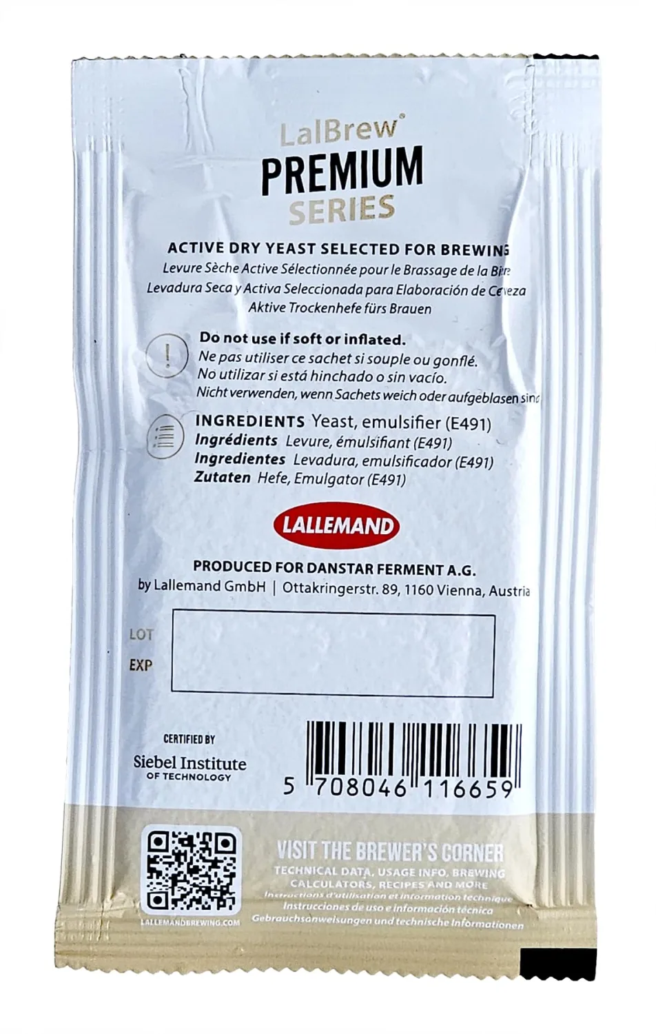 LalBrew NOVALAGER Modern Hybrid Beer Yeast 11g Packet Danstar Nova Lager Lallemand Premium Series Dry Brewers Yeast