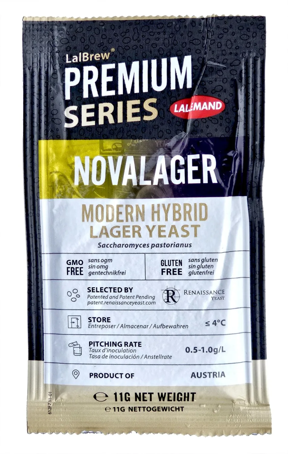 LalBrew NOVALAGER Modern Hybrid Beer Yeast 11g Packet Danstar Nova Lager Lallemand Premium Series Dry Brewers Yeast