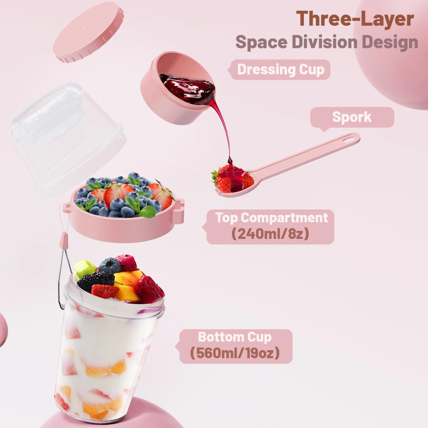 4 Pack 27oz Overnight Oats Yogurt Cups with Lids and Spoon Reusable Cereal Parfait Cups with Salad Box Overnight Oats Containers Leakproof Pudding Cups for Yogurt Fruit Vegetable Cereal Grain