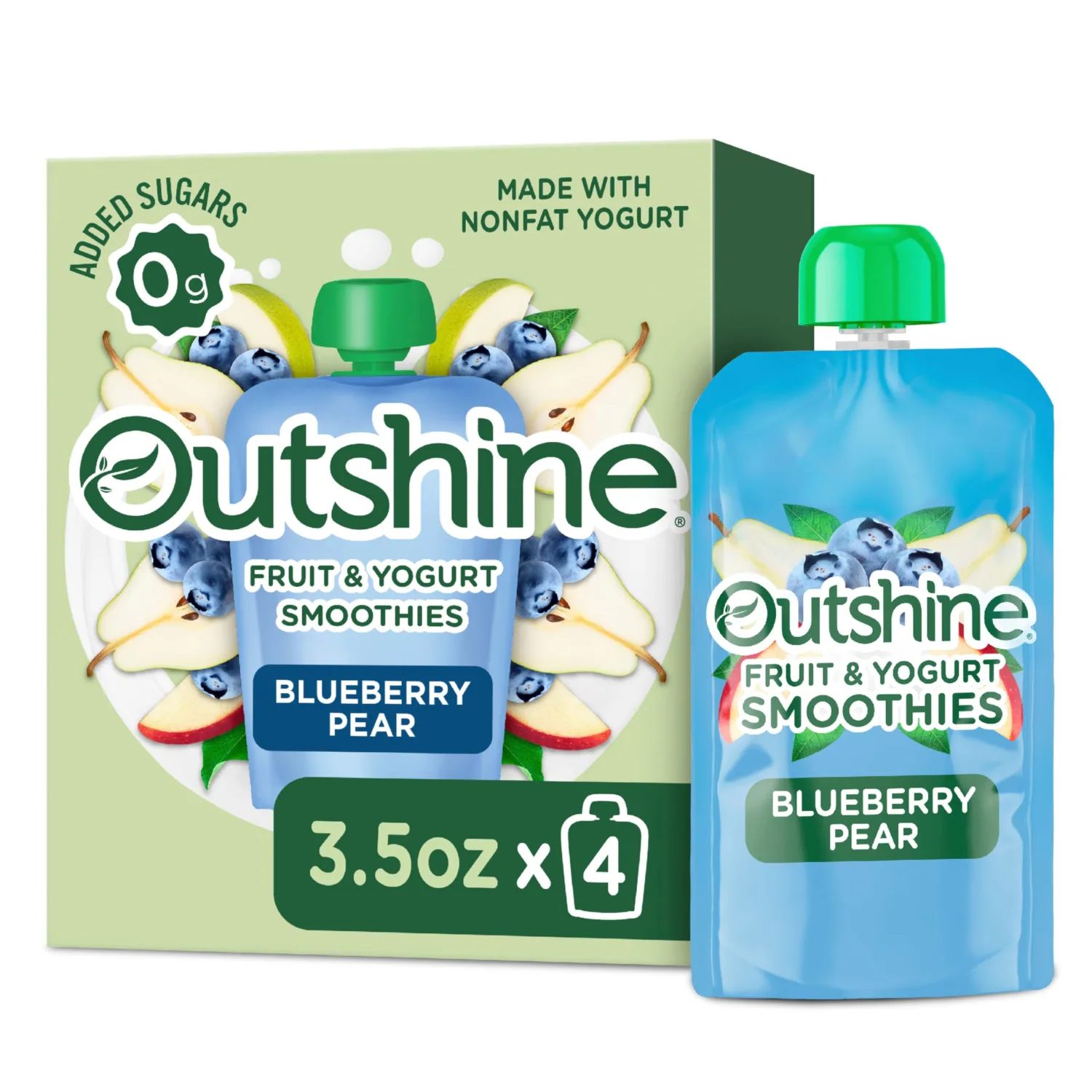 Outshine Fruit & Yogurt Smoothie Blueberry Pear, Smoothie Pouch, Yogurt Pouch, 4Pk 3.5 oz