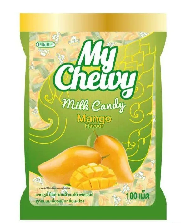 My Chewy Mango Milk Candy (100 Counts, 12.69 Oz) Tropical Fruit Soft Individually Wrapped Sweet Snack Asian for Kids and Adults