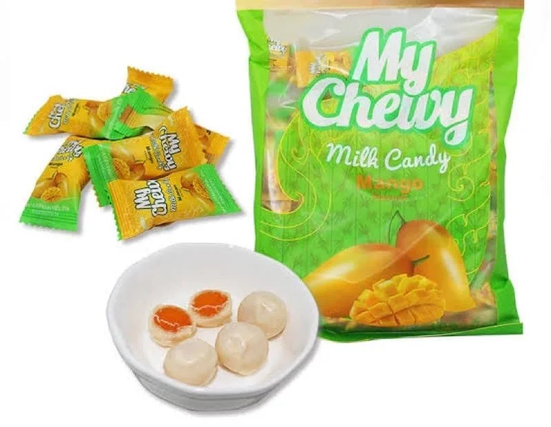 My Chewy Mango Milk Candy (100 Counts, 12.69 Oz) Tropical Fruit Soft Individually Wrapped Sweet Snack Asian for Kids and Adults