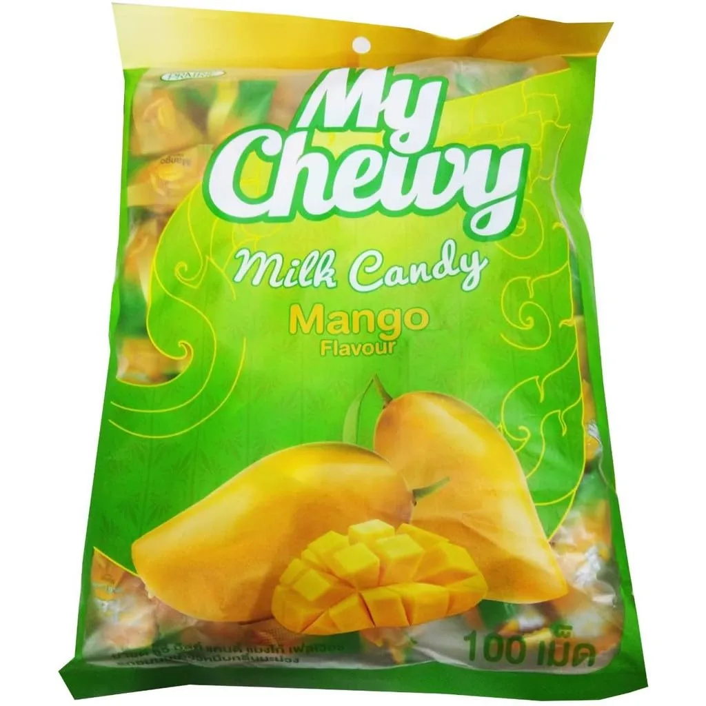 My Chewy Mango Milk Candy (100 Counts, 12.69 Oz) Tropical Fruit Soft Individually Wrapped Sweet Snack Asian for Kids and Adults
