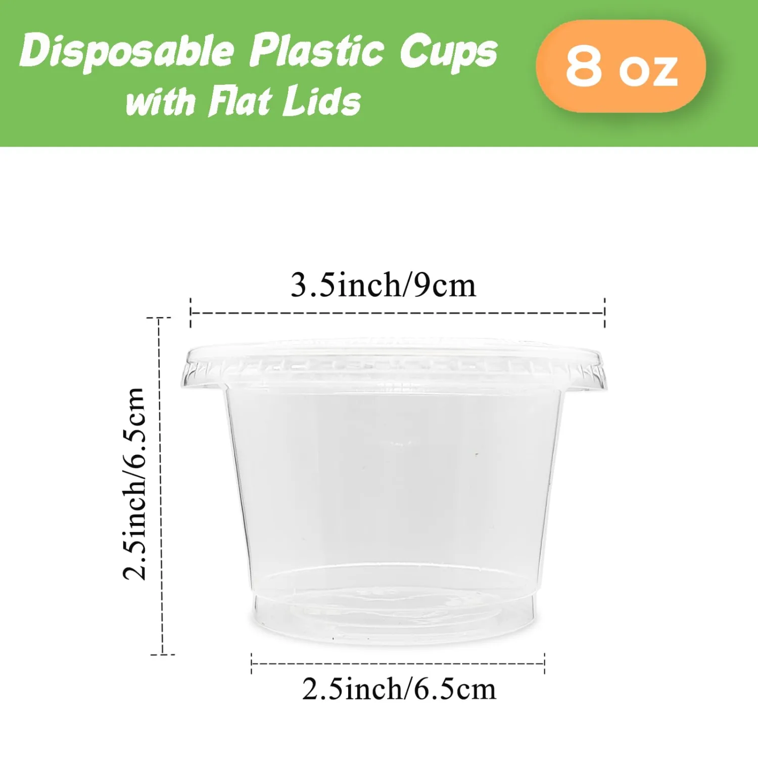 100 Pack 8 OZ Disposable Plastic Cups with Flat Lids,Clear Dessert Cups Plastic Containers,Mini Plastic Containers for Drink,Yogurt,Parfaits,Soups,Snacks,Salad,Fruit