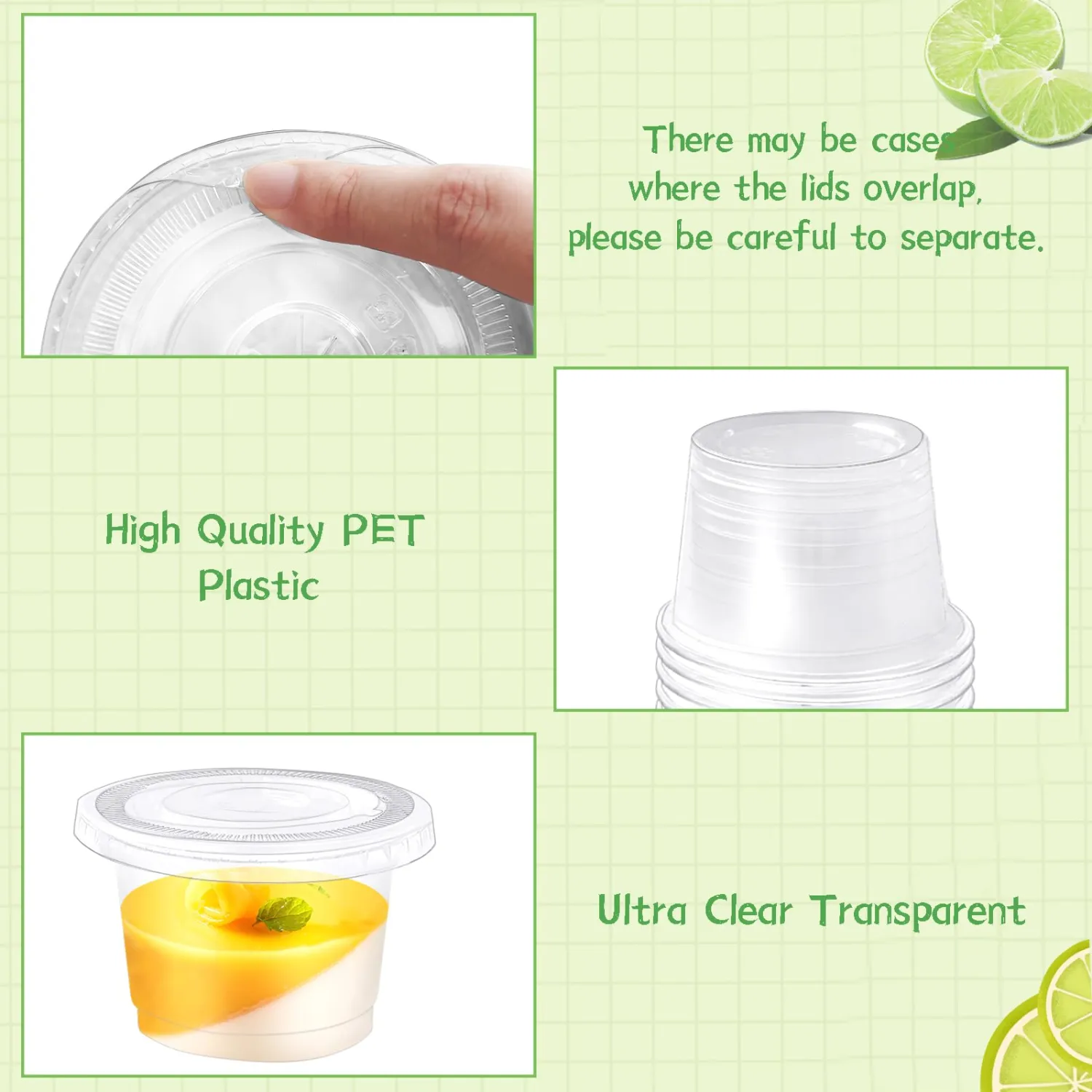 100 Pack 8 OZ Disposable Plastic Cups with Flat Lids,Clear Dessert Cups Plastic Containers,Mini Plastic Containers for Drink,Yogurt,Parfaits,Soups,Snacks,Salad,Fruit