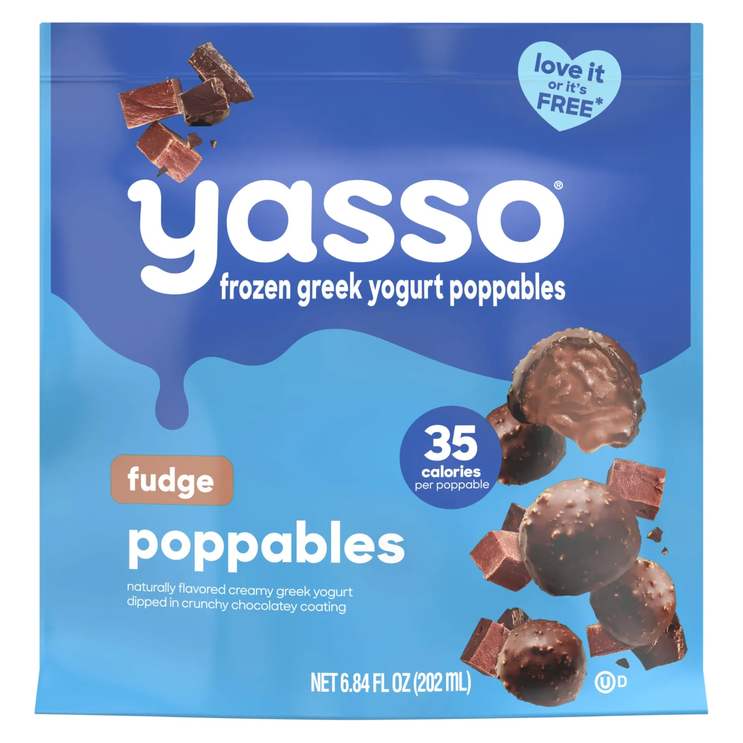 Yasso Frozen Greek Yogurt Poppables for a ridiculously creamy frozen snack Fudge Poppables made with the goodness of greek yogurt 6.84 fl oz