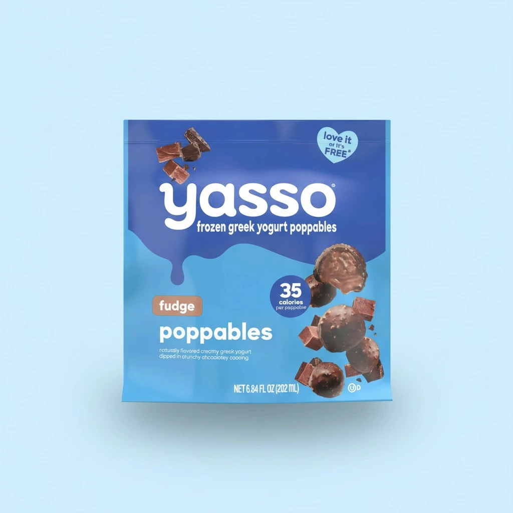 Yasso Frozen Greek Yogurt Poppables for a ridiculously creamy frozen snack Fudge Poppables made with the goodness of greek yogurt 6.84 fl oz