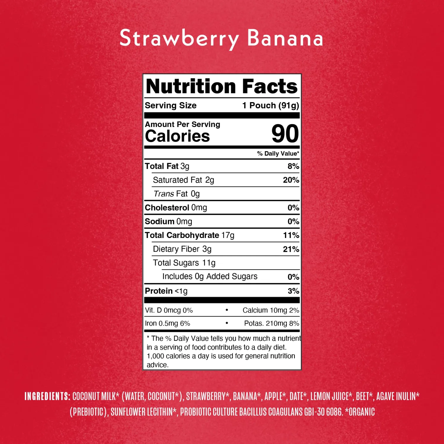 Once Upon A Farm Strawberry Banana Flavored Coconut Milk Yogurt, 3.2 oz