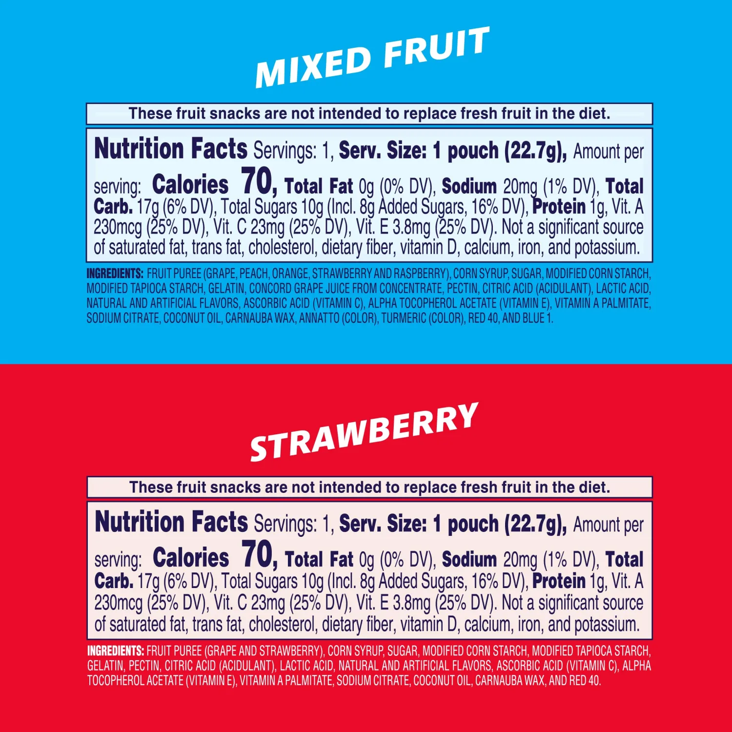 Welch's Fruit Snacks, Mixed Fruit & Strawberry Snack Box, Gluten Free, 0.8oz Snack Packs (Pack of 60)