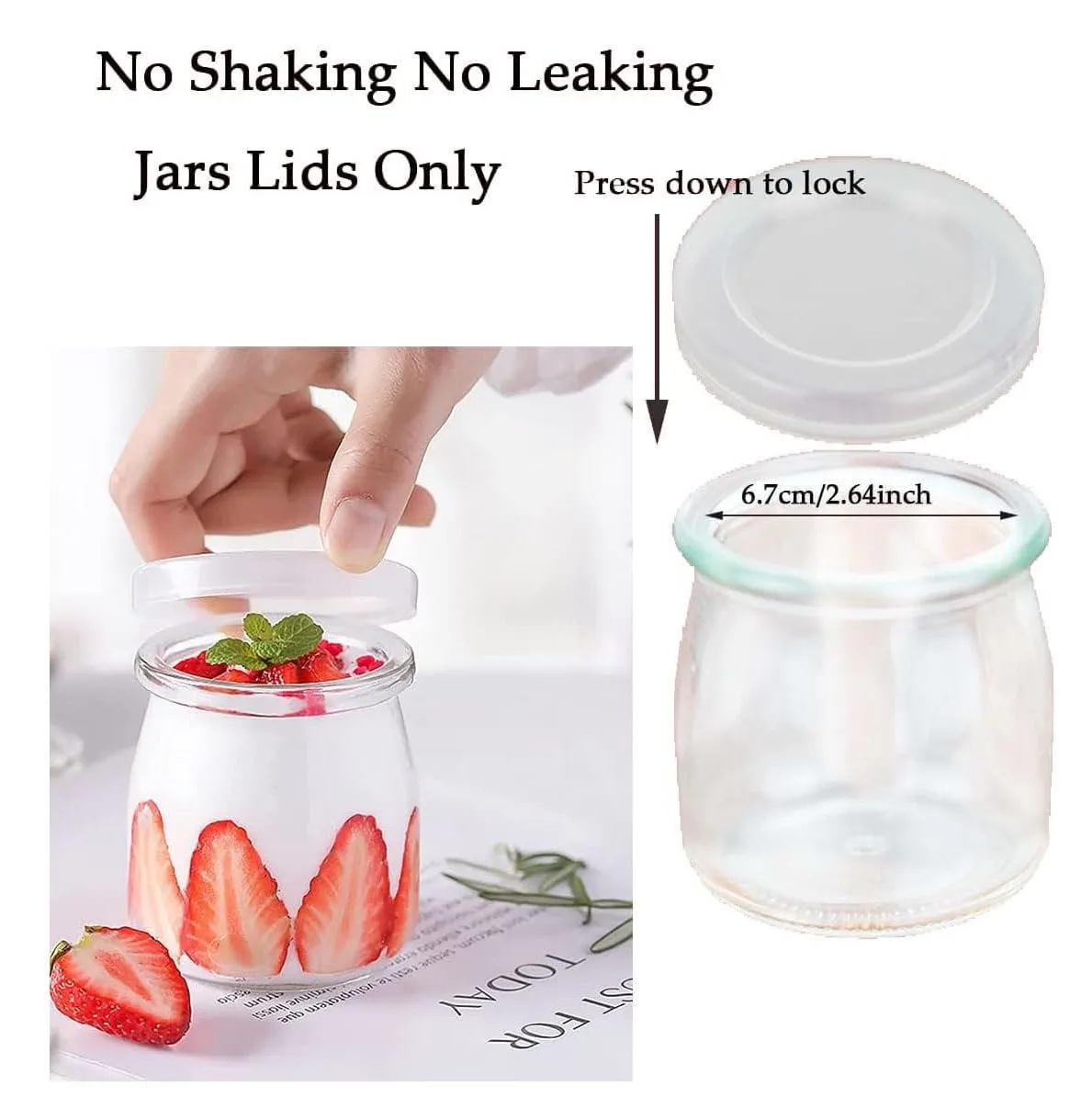 15PCS Oui Yogurt Jar Lids, Clear Plastic Container Lids for Oui Yogurt Jars, Reusable, BPA-Free Polypropylene, Transparent, Round, Microwaveable Glass Jars, and More