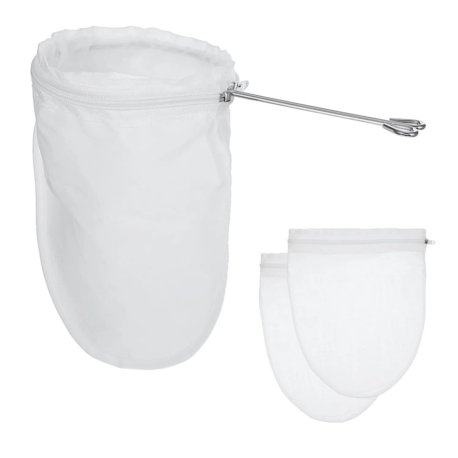 3 Pcs Ultra Fine Mesh Strainer Bags, Reusable Cheese Cloth Bag for Straining with Stainless Steel Handle Reusable Nut Milk Bags for Nut Milk Coffee Juice Yogurt(Small Size)