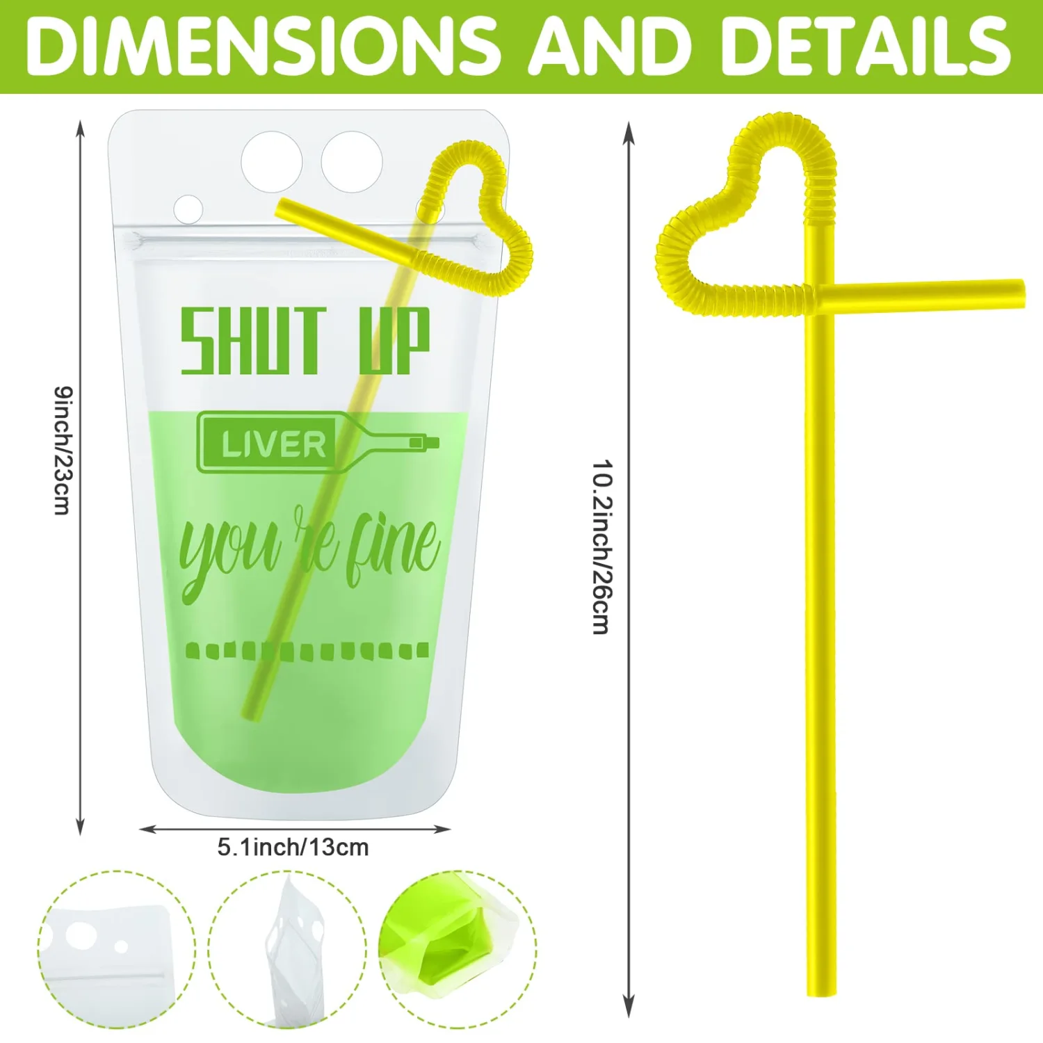 Patelai 60 Sets Drink Pouches with Straws, Juice Pouches for Adults Reusable Smoothie Drink Bags Reclosable Alcohol Bags for Adults Summer Beach Party Supplies (Fresh Colors,12 Styles)