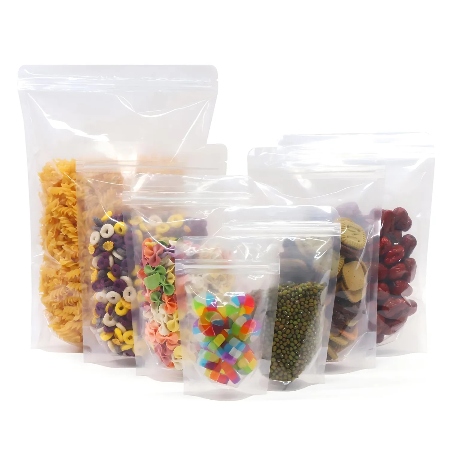 SumDirect Clear Zipper Resealable Stand Up Drink Bags Pouches,Snack Packing Bags for Food Snack Tea and Drinking, 4.3x6.7 Inches,6.8oz,200ml,Pack of 100