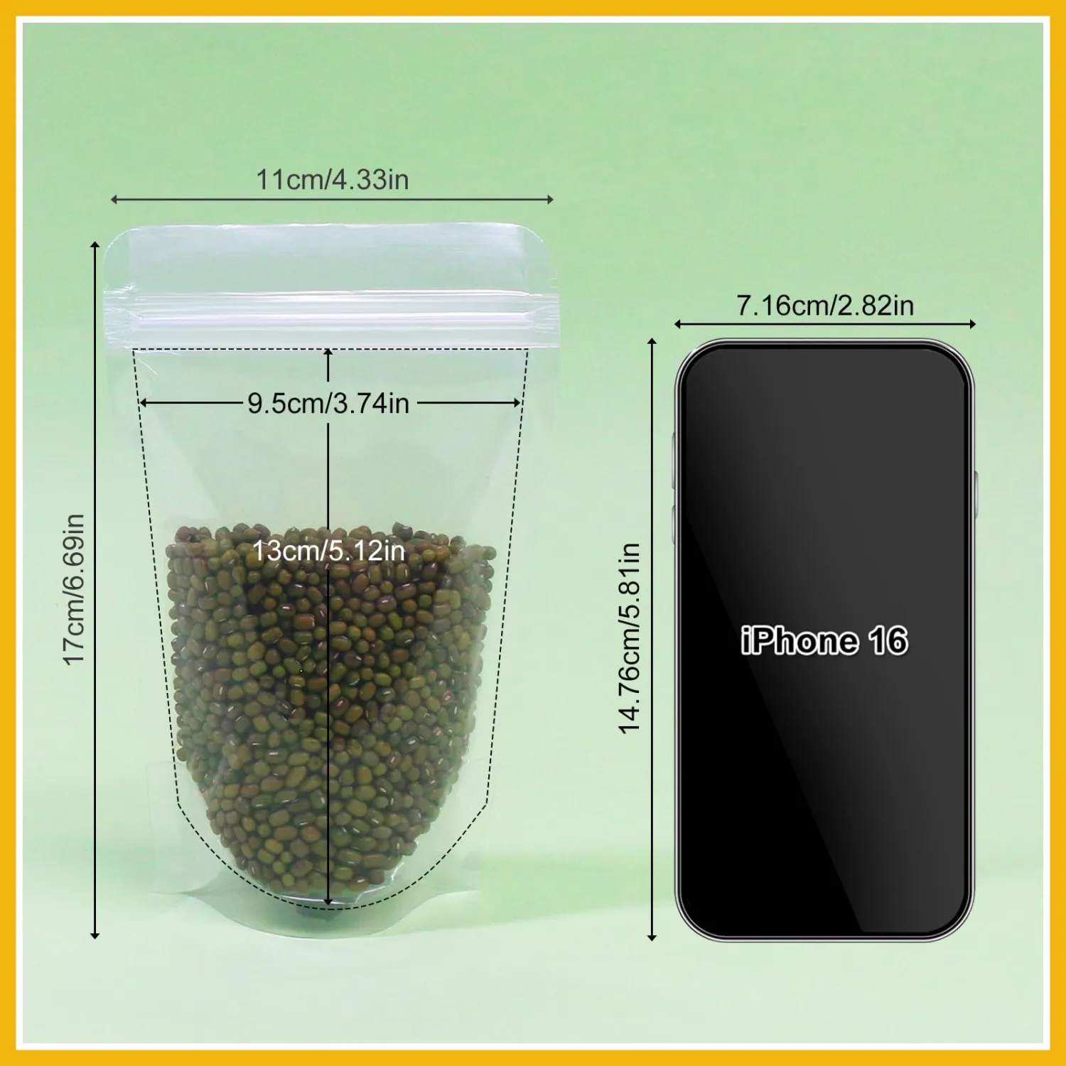 SumDirect Clear Zipper Resealable Stand Up Drink Bags Pouches,Snack Packing Bags for Food Snack Tea and Drinking, 4.3x6.7 Inches,6.8oz,200ml,Pack of 100