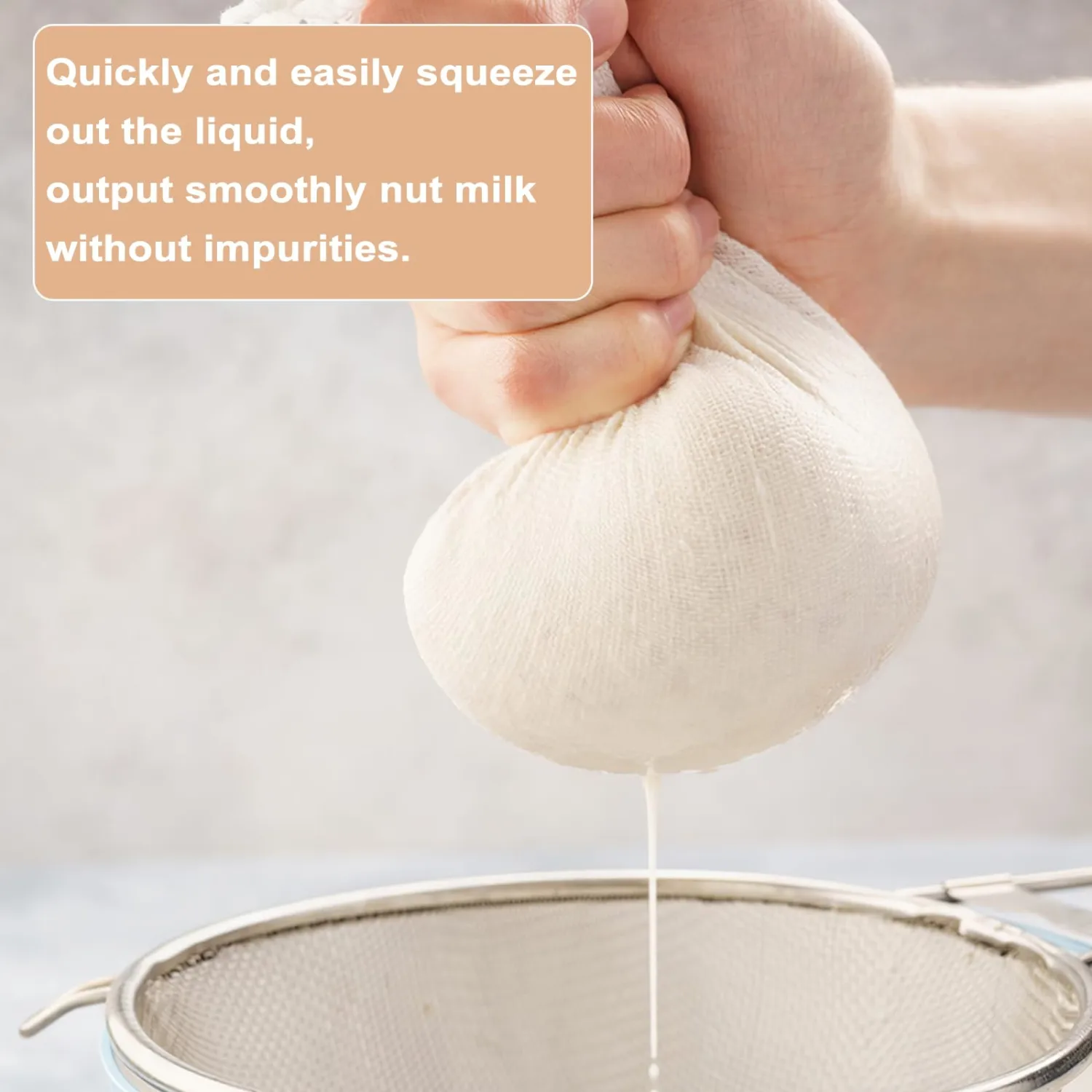 3 Pack Cotton Nut Milk Bags Fine Mesh Reusable Cheese Cloth Food Yogurt Strainer Cheesecloth Bag Cold Brew Bags for Cheese Making Coffee Straining Juice Juicing