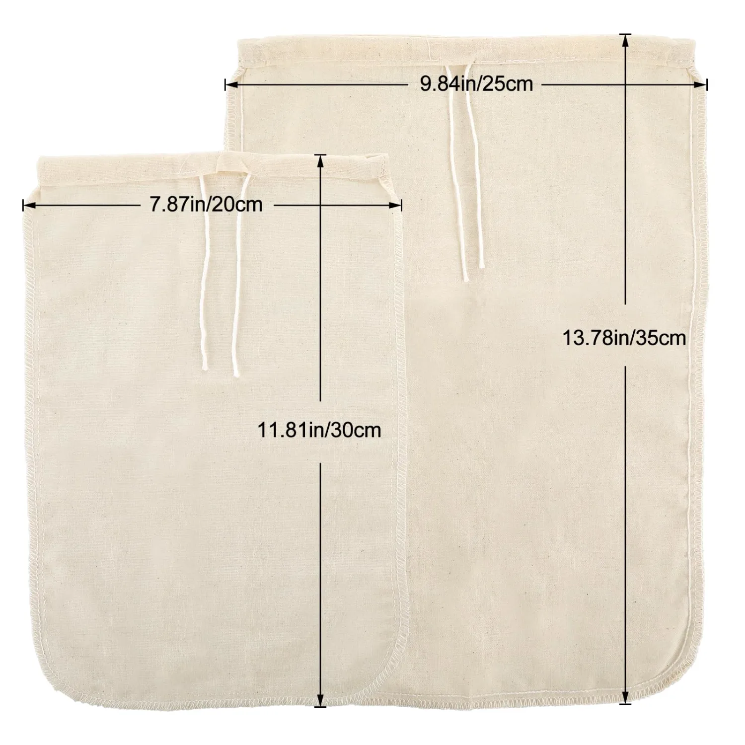 3 Pack Cotton Nut Milk Bags Fine Mesh Reusable Cheese Cloth Food Yogurt Strainer Cheesecloth Bag Cold Brew Bags for Cheese Making Coffee Straining Juice Juicing