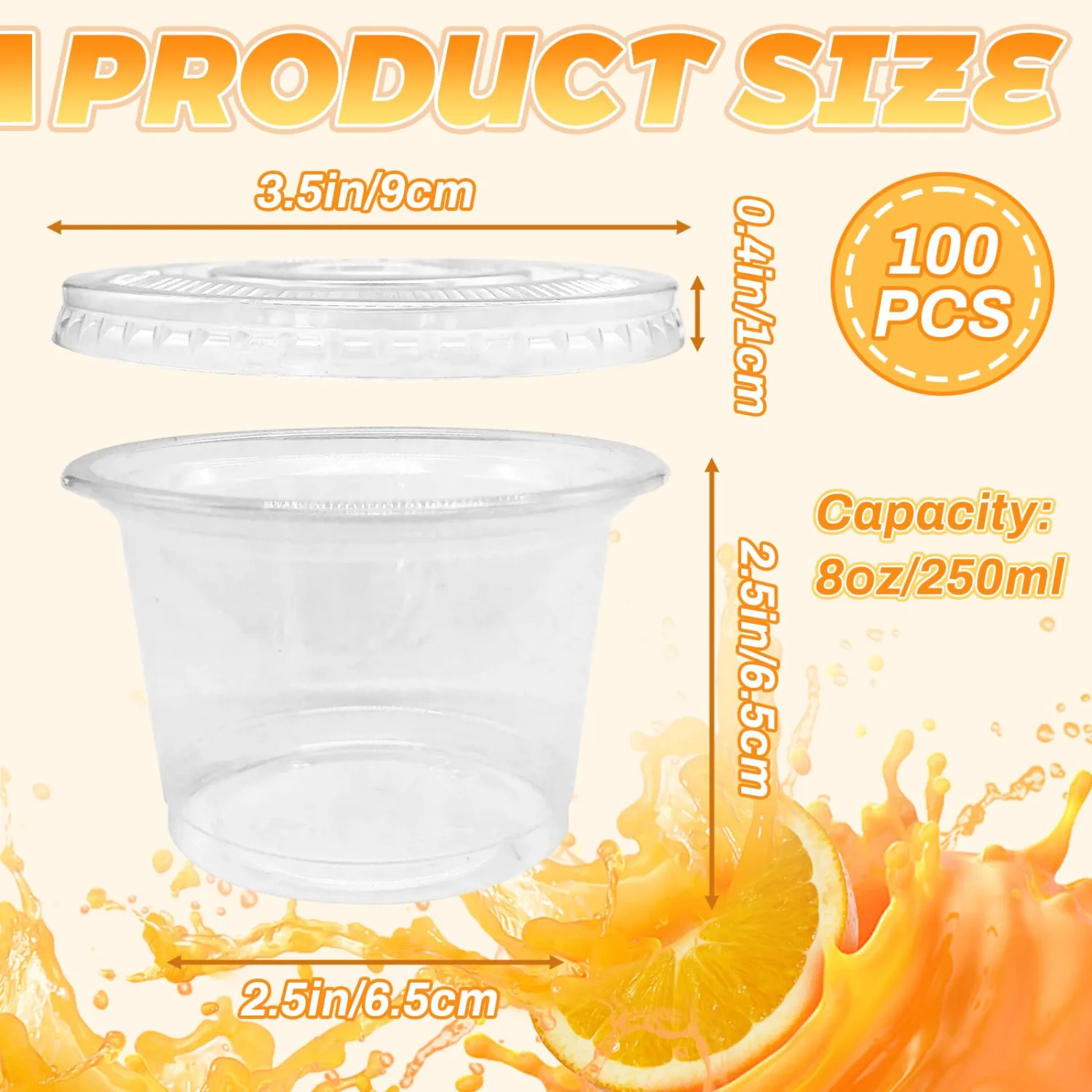 100 Pcs 8 OZ Disposable Plastic Cups with Flat Lids,Clear Portion Cups with Flat Lids,Clear Plastic Ice Cream Containers with Lid for Parfaits,Drink,Yogurt,Soups,Salad,Fruit(With Holes)