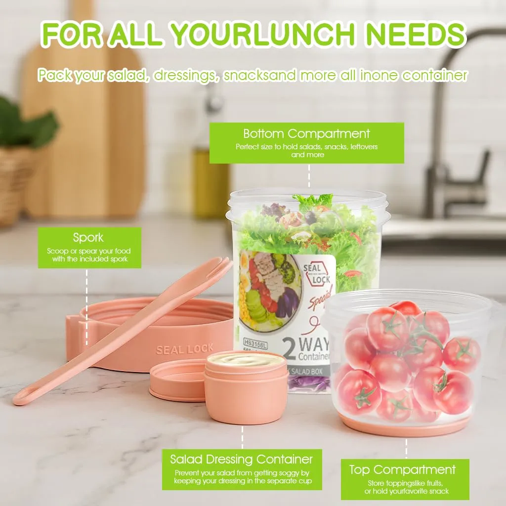 2 Pack Reusable 29.5 oz Yogurt Parfait Cups with Lids & Topping Compartment - Overnight Oats Containers with Spoon, Portable Breakfast Meal Prep Containers, Lightweight & Leakproof (White & Pink)