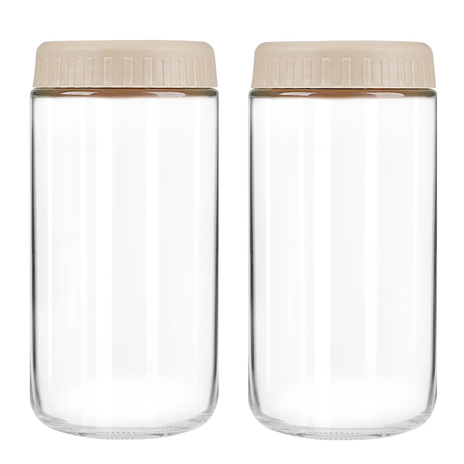 Overnight Oats Containers with Lids, 24oz Glass Jars with Lids 2 pcs, Apricot, Wide Mouth Mason Jars for Salad, Yogurt, Snacks, Meal Prep