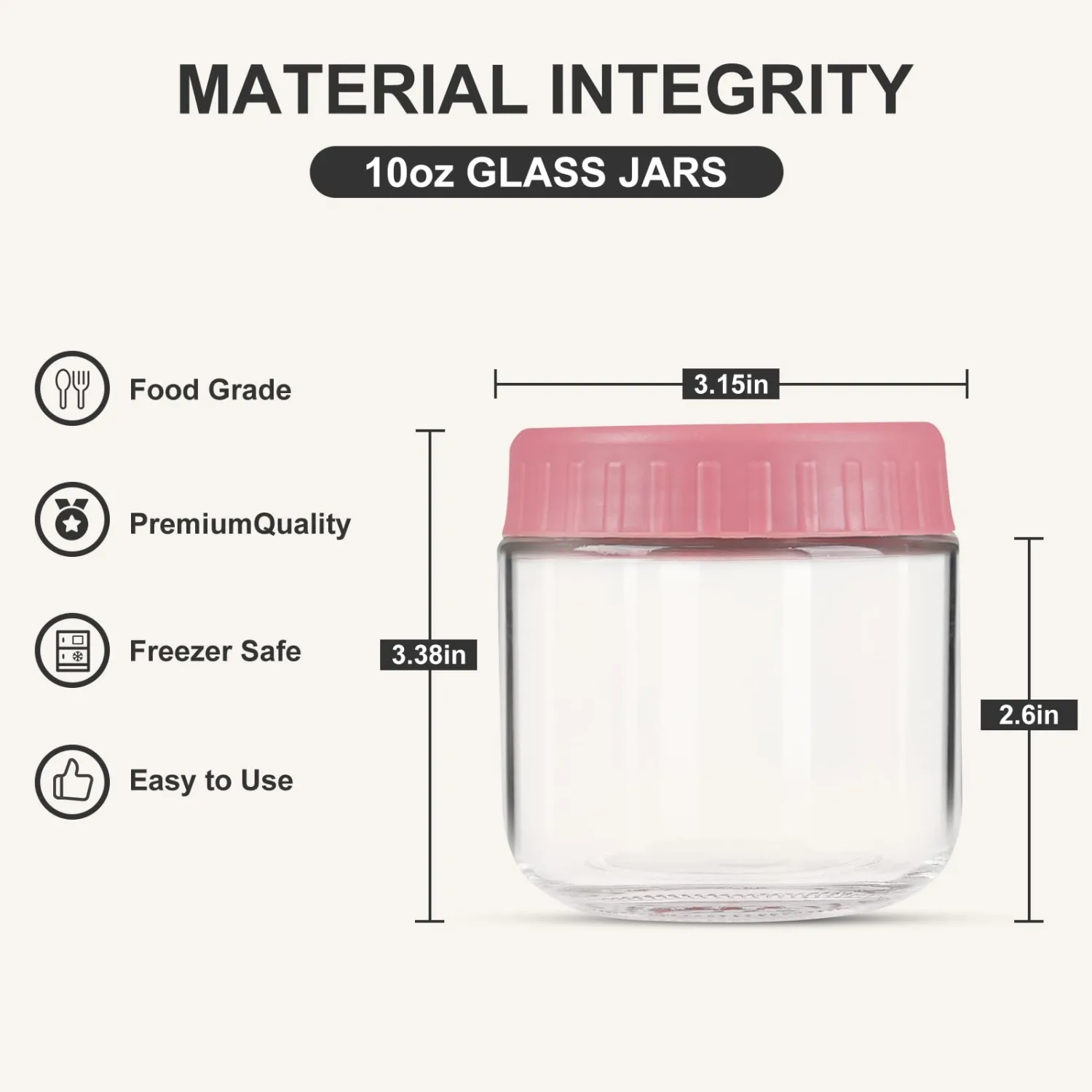 Overnight Oats Containers with Lids, 10oz Glass Jars with Lids 8 pcs, Wide Mouth Mason jars for Salad, Yogurt, Snacks, Meal Prep