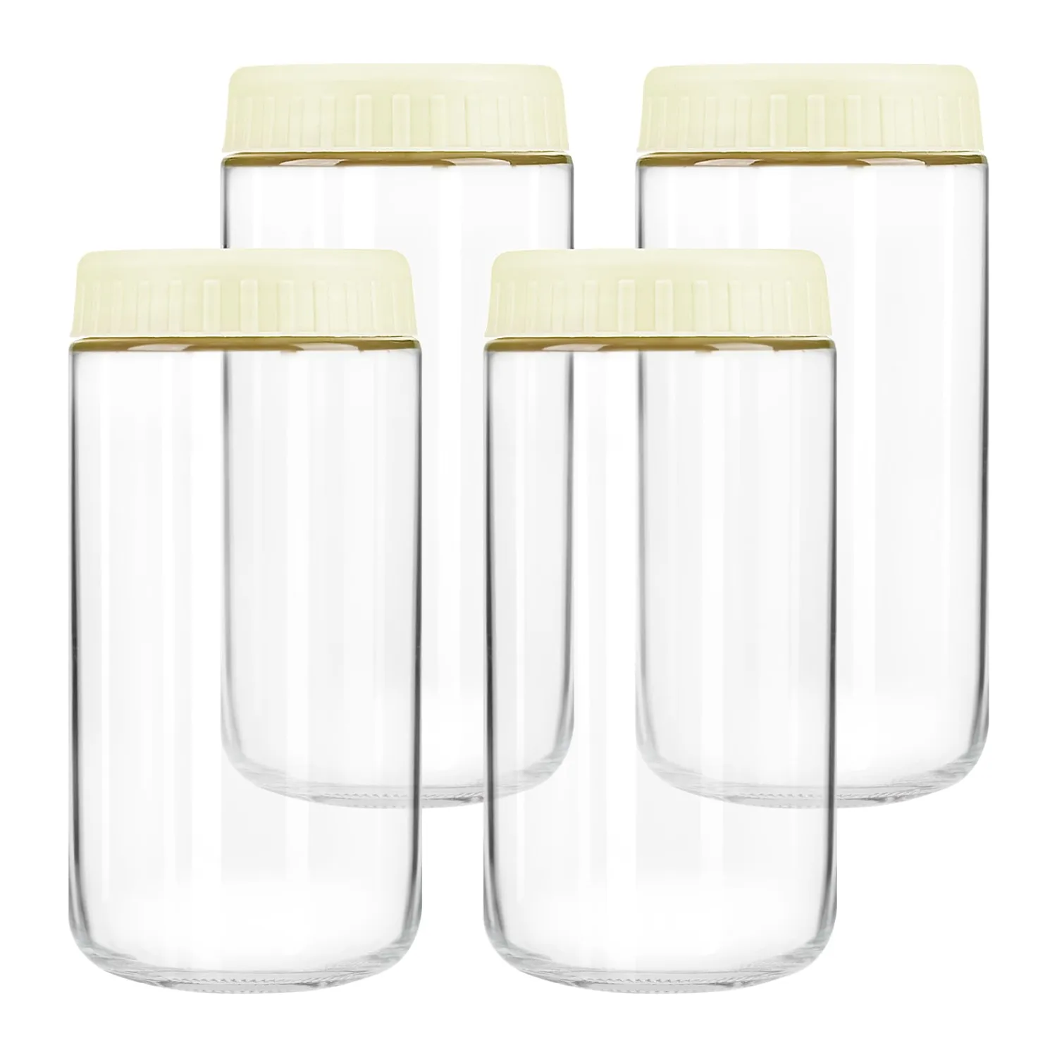 Overnight Oats Containers with Lids, 24oz Glass Jars with Lids 4 pcs, Milk White, Wide Mouth Mason jars for Salad, Yogurt, Snacks, Meal Prep