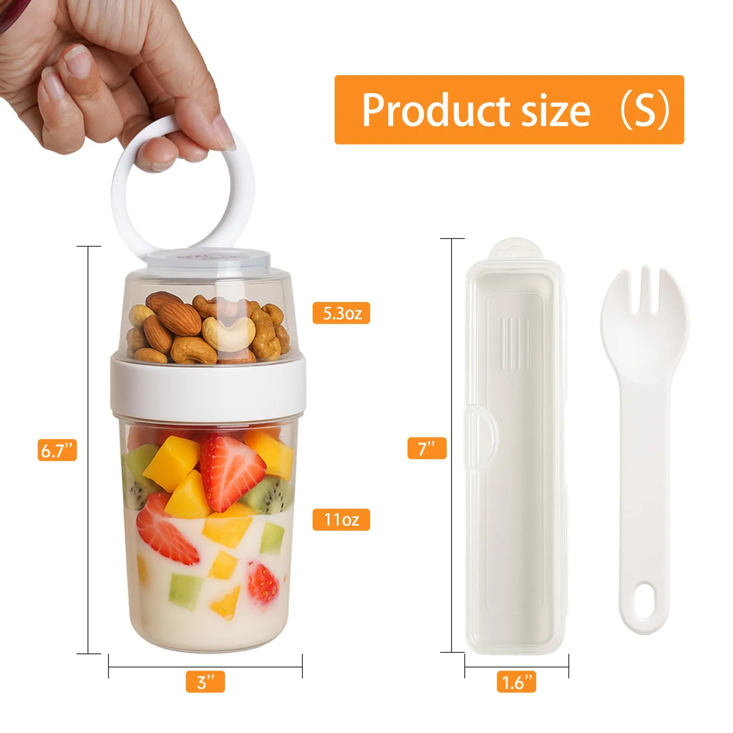 Reusable Parfait Cups with Lids & Spoon – 2-Layer Leakproof Overnight Oats Containers, BPA-Free PP, Dishwasher Safe – Portable Cereal Jars for Yogurt, Fruit (Small 2 Pack)