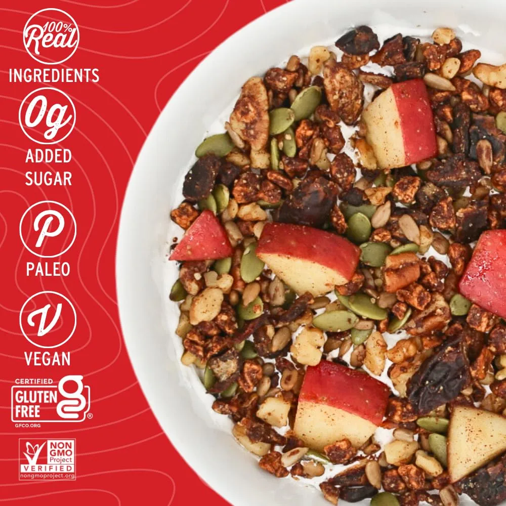 Wildway Keto Granola with Organic Ingredients | Apple Cinnamon | Grain-Free, Gluten-Free Cereal | Vegan, Low Carb & No Sugar Added | Paleo-Friendly, Non-GMO | Nutrient-Rich Fruit & Nut Snack | 8oz