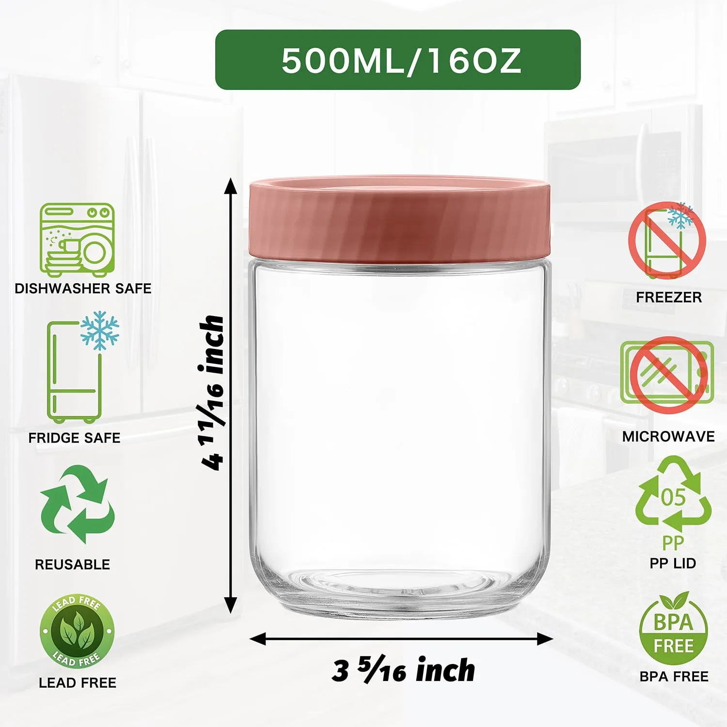 Danmu 16 oz Overnight Oats Containers with Lids,Meal Prep Containers 6 Pack,Mason Jars 16 oz with Lids for Snack,Overnight Oats,Yogurt,Parfait,Soup,Smoothies,Salad 100% Leak-proof Dishwasher Safe