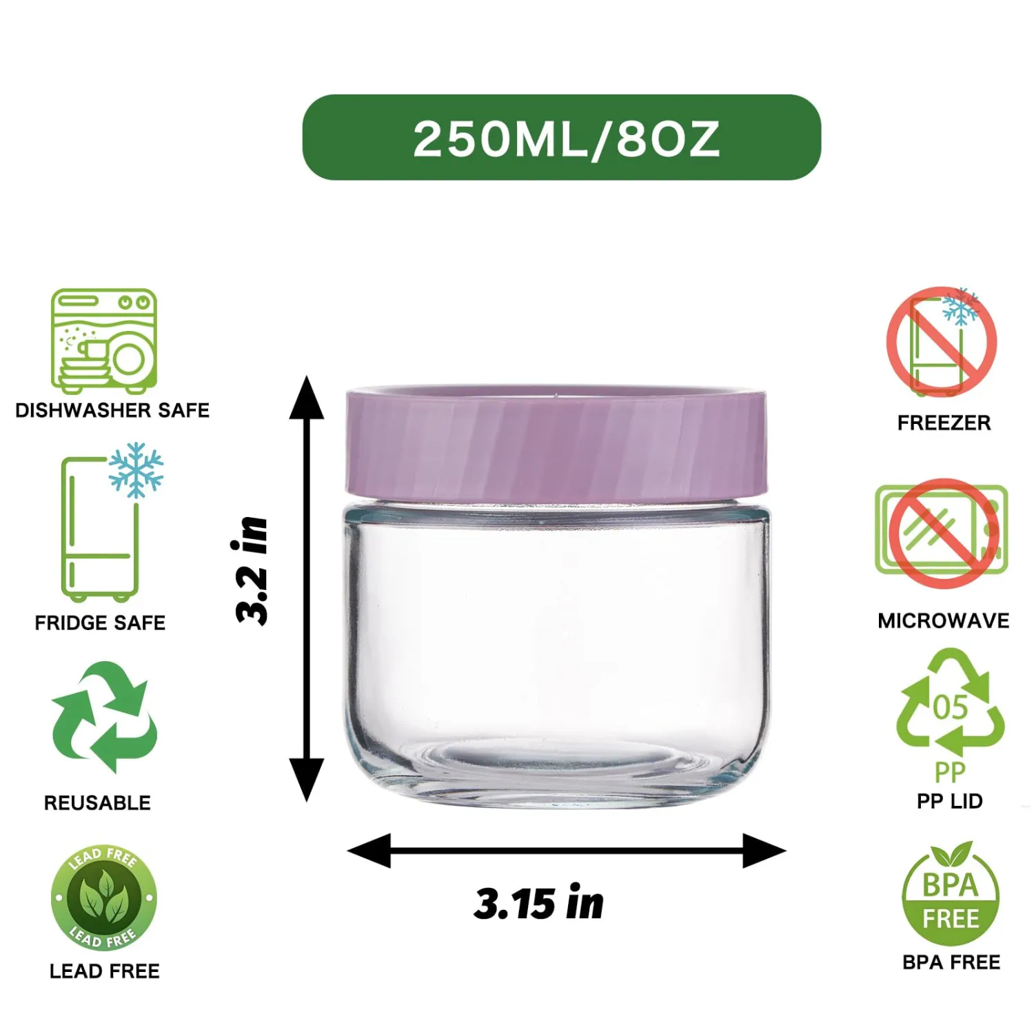 Danmu 8 oz Overnight Oats Containers with Lids,Meal Prep Containers 6 Pack,Mason Jars 8 oz with Lids for Snack,Overnight Oats,Yogurt,Parfait,Soup,Smoothies,Salad 100% Leak-proof Dishwasher Safe