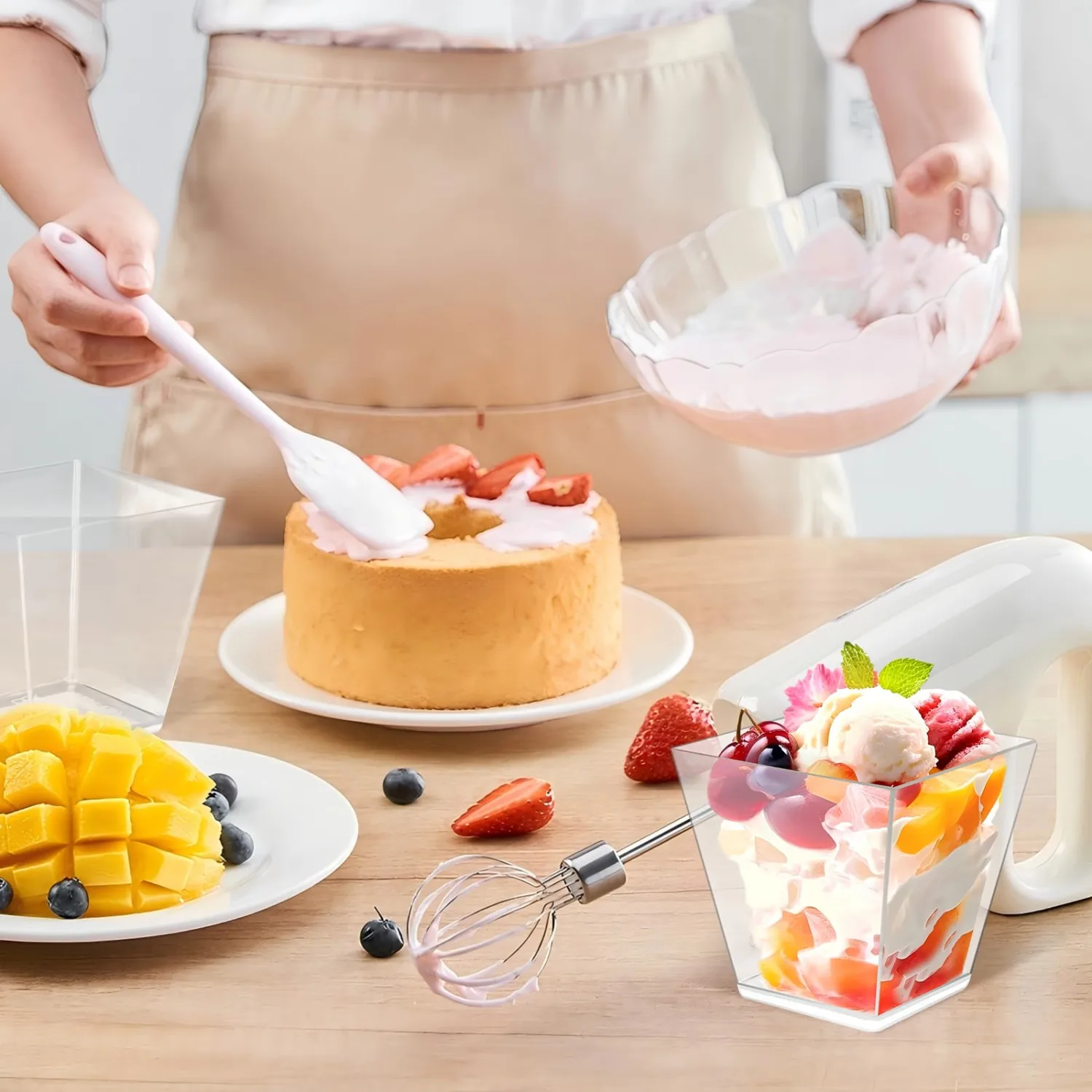 50 Pack 3.5 oz Clear Plastic Square Dessert Cups with Spoons,Mini Disposable Parfait Cups for Yogurt, Ice Cream and Tasting,Serving Cups for Appetizer,Pudding,Party (3.5 oz)