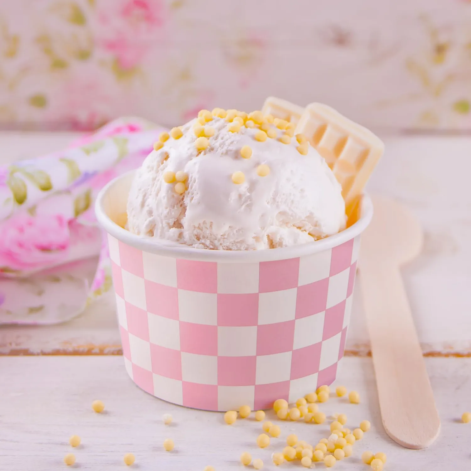 Zopeal 50 Count Pink Checkered Ice Cream Cups Disposable 9 oz Ice Cream Bowls Snack Paper Cups Race Car Birthday Party Supplies Sundae Picnic Dessert Yogurt Bowls Plaid for Food