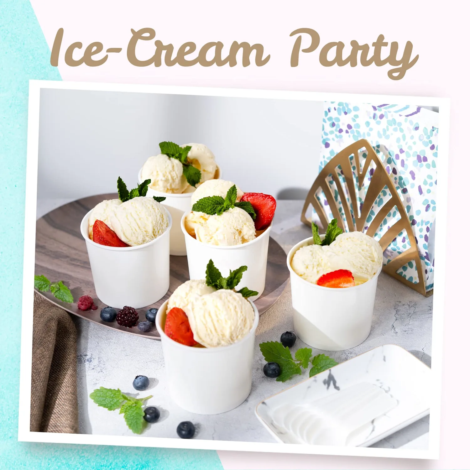 MATICAN Paper Ice Cream Cups - 50-Count 11-Oz Disposable Dessert Bowls for Hot or Cold Food, 11-Ounce Party Supplies Treat Cups for Sundae, Frozen Yogurt, Soup, White