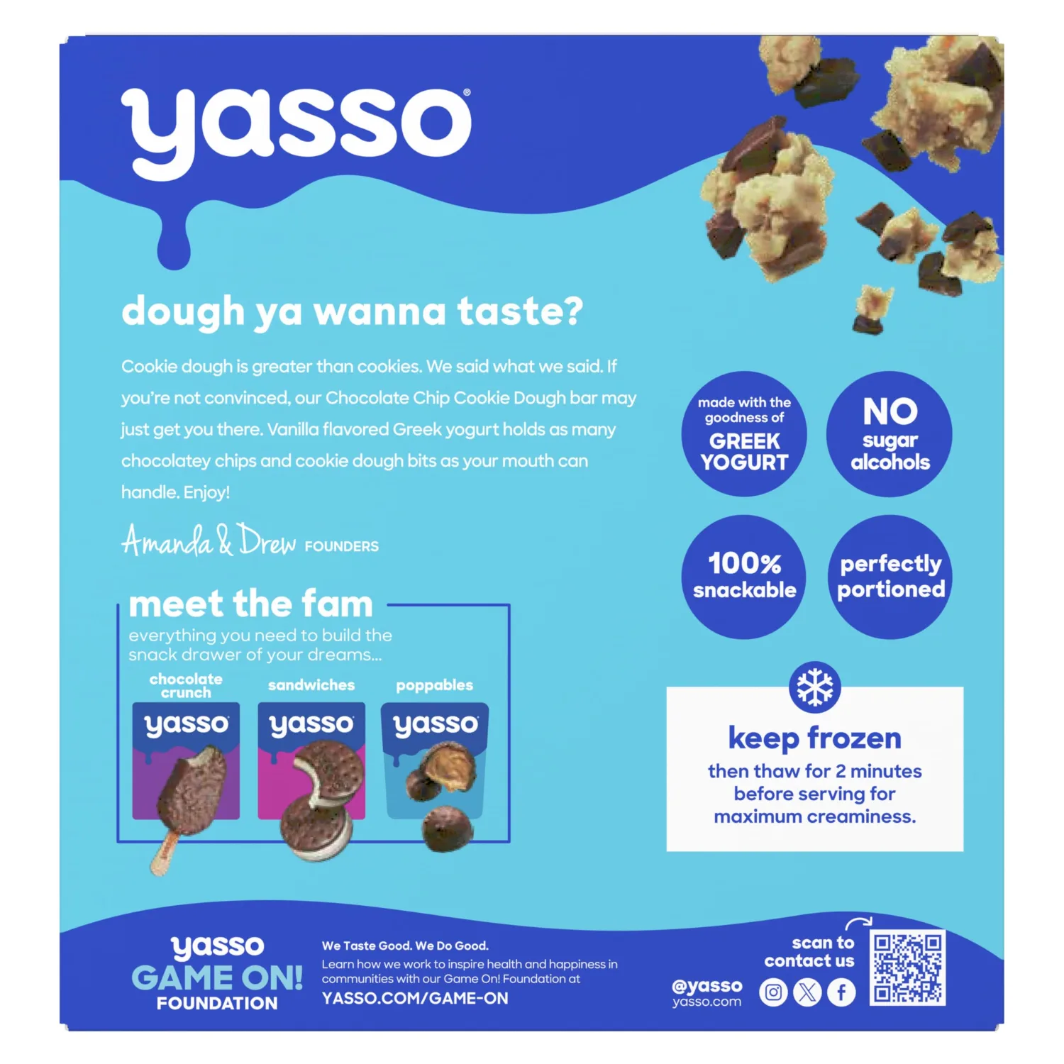 Yasso Chocolate Chip Cookie Dough Frozen Greek Yogurt Bars, 4 pk, 3.5 Fl Oz each