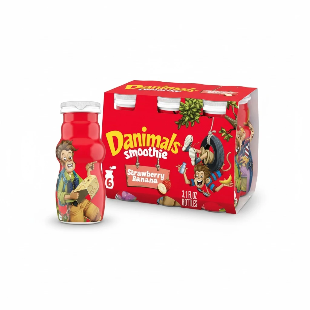 Danimals Smoothies, Swingin’ Strawberry Banana, Gluten-Free, Non-GMO Project Verified, Drinkable Yogurt, 3.1 Oz, Pack of 6