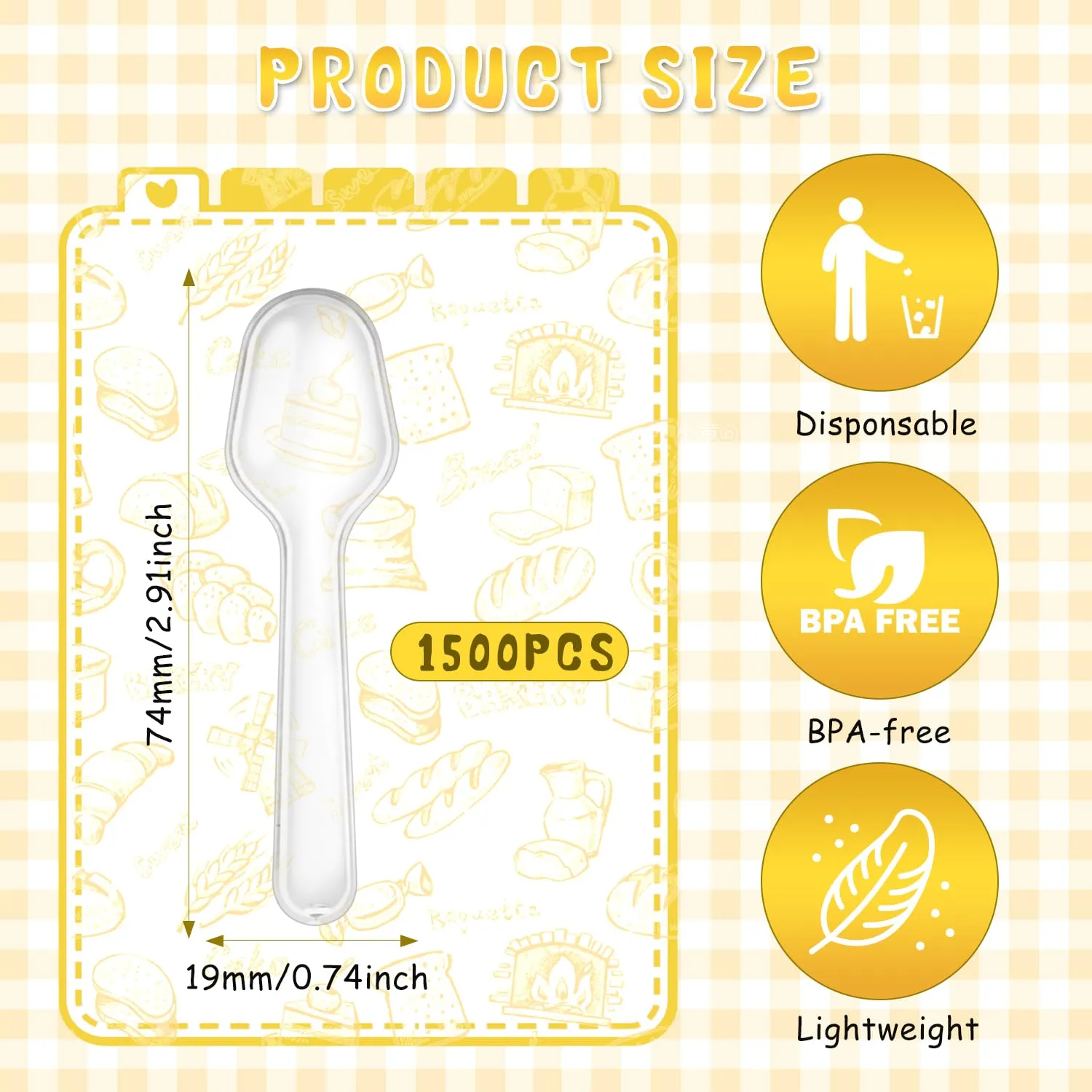 1500 Pcs 3 Inch Disponsable Clear Plastic Mini Spoons for Desserts,Small Tasting Spoon,Tiny Serving Utensils Bulk for Ice Cream,Pudding,Cake,Jelly,Yogurt,Appetizer