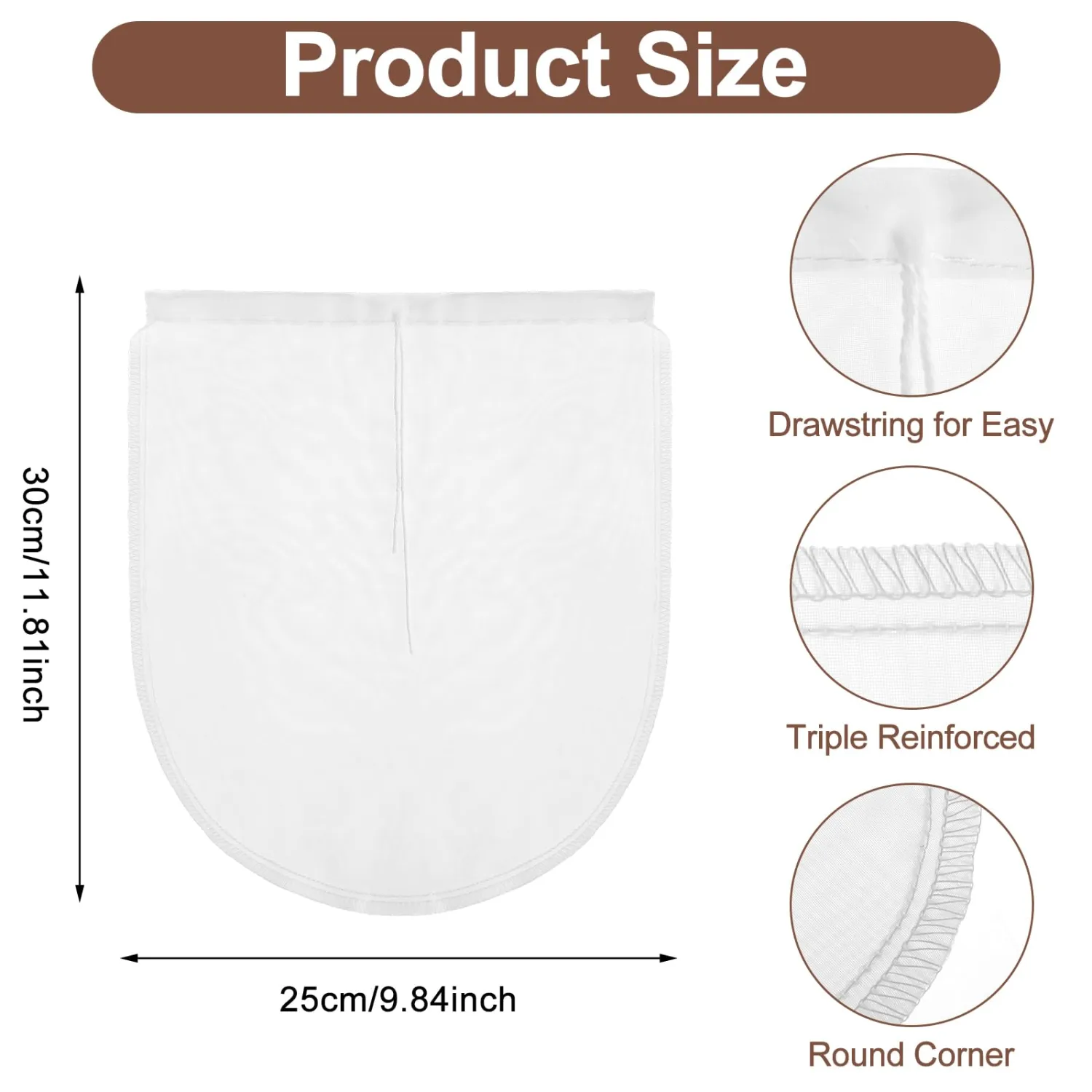 Cheese Bags, 6 Pack 12" x 10" Nylon Reusable Fine Mesh Cheesecloth Strainer Nut Tea Beer Juice Filter Cloth for Cold Brew Coffee Yogurt Almond Soy Oat Milk
