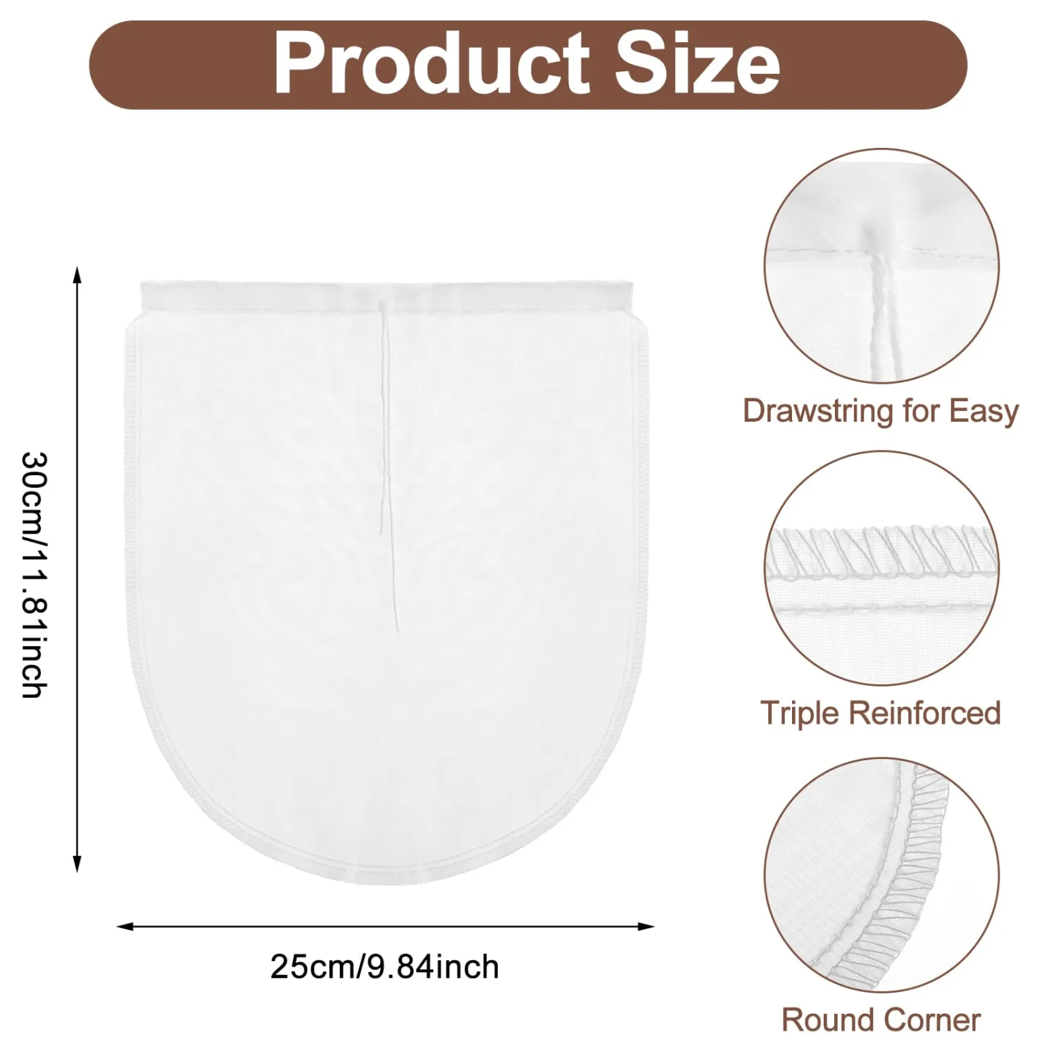 Cheese Bags, 3 Pack 12" x 10" Nylon Reusable Fine Mesh Cheesecloth Strainer Nut Tea Beer Juice Filter Cloth for Cold Brew Coffee Yogurt Almond Soy Oat Milk