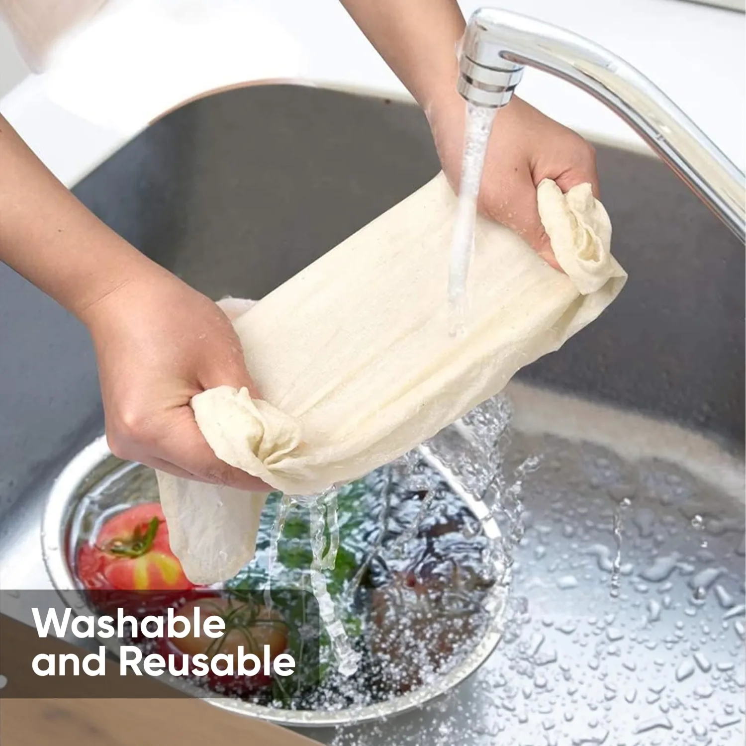 Raajsee Cheese Cloths 6 pcs Hemmed 20x20 inch Reusable 100% Unbleached Organic Cheesecloth for Straining Craft, Grade 100 Ultra Fine Muslin Cloth For Turkey Baking Juicing Brewing Yogurt Strainer