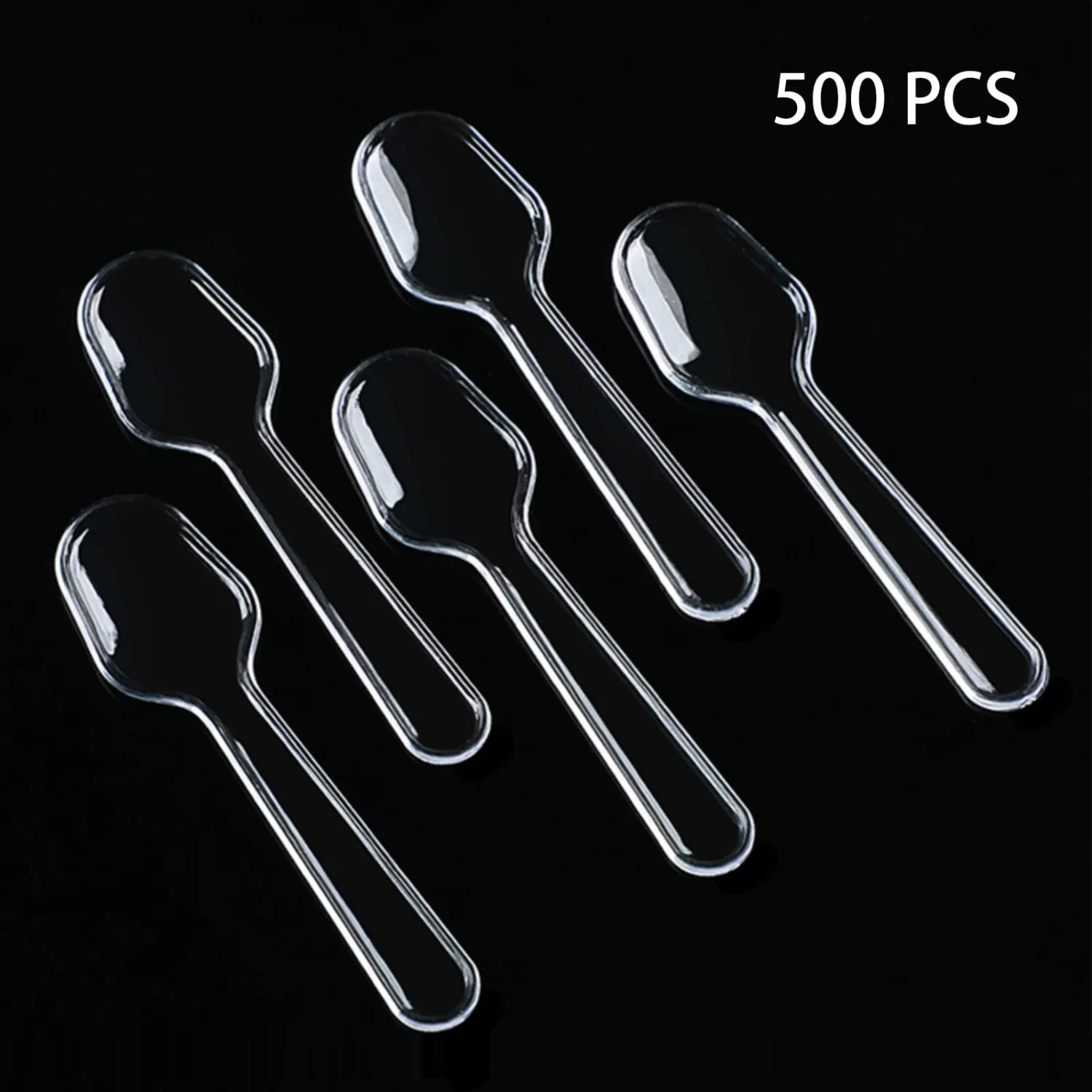 500 Pcs Disposable Clear Plastic Mini Spoon Best for Jelly Pudding Yogurt Ice Cream Desert Cake Appetizer Party