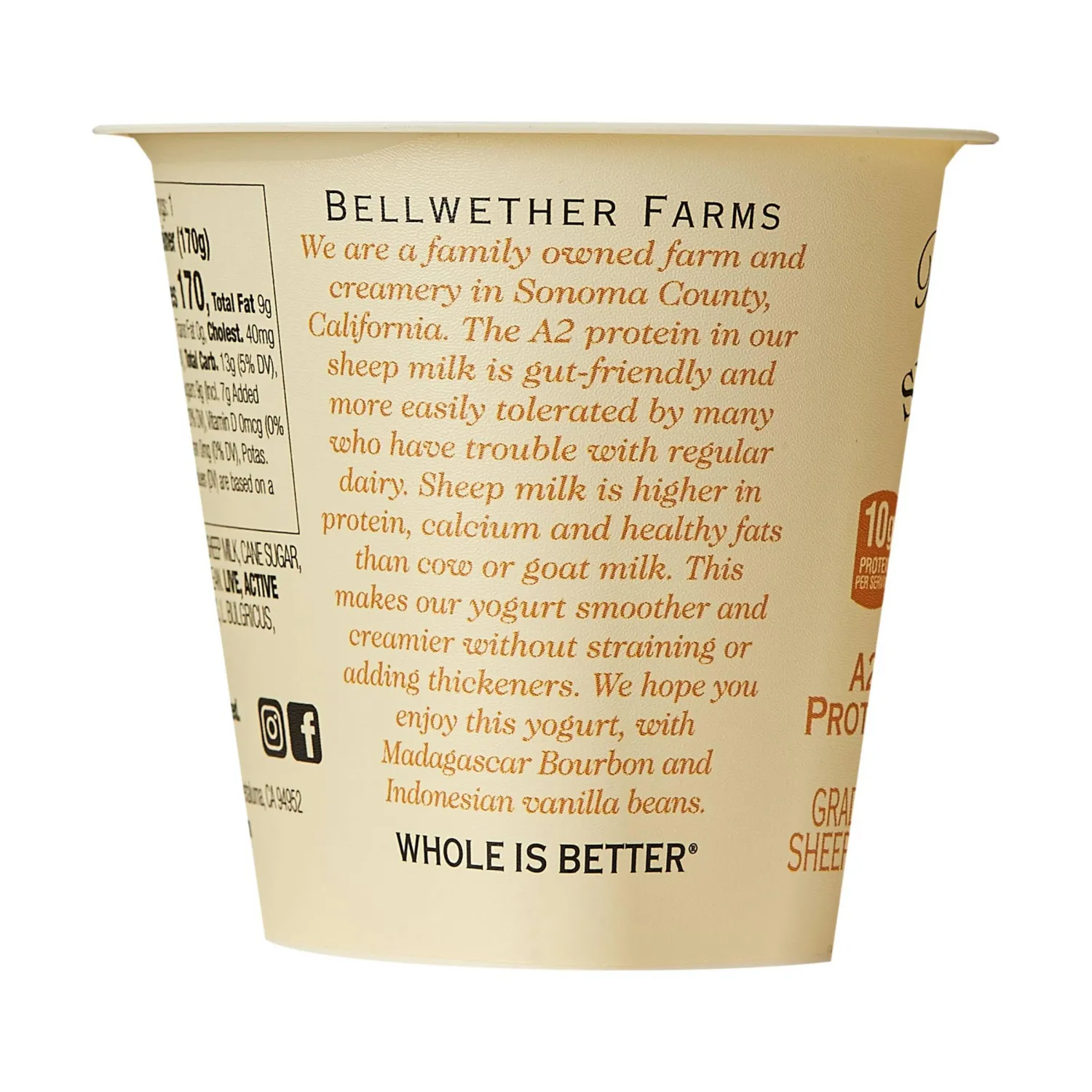 Bellwether Farms, Sheep Milk Yogurt, Vanilla, 6 oz