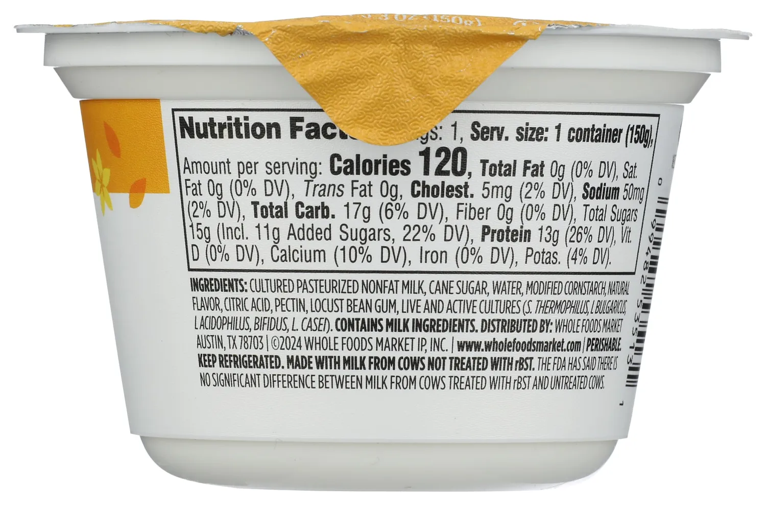 365 by Whole Foods Market, Nonfat Vanilla Greek Yogurt, 5.3 Ounce