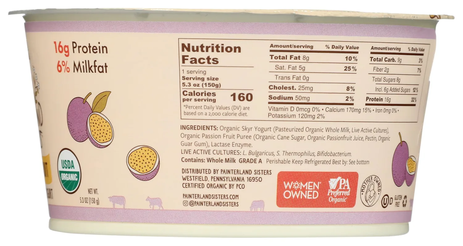 Painterland Sisters Organic Passion Fruit Skyr, 5.3 OZ