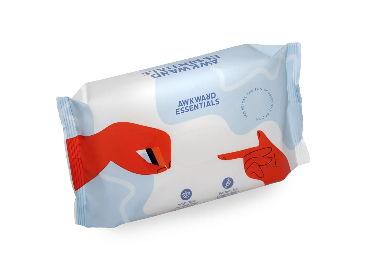 Awkward Essentials Clean AF Wipes – Aloe & Water Wipes for Personal Hygiene – Gentle, Two-Ingredient, pH-Friendly Cleansing Wipes for Body, Post-Workout & Intimate Use