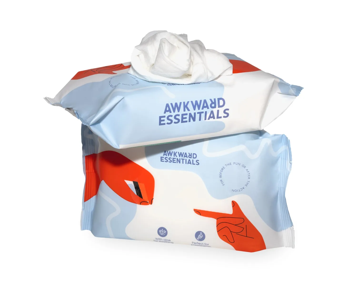 Awkward Essentials Clean AF Wipes – Aloe & Water Wipes for Personal Hygiene – Gentle, Two-Ingredient, pH-Friendly Cleansing Wipes for Body, Post-Workout & Intimate Use