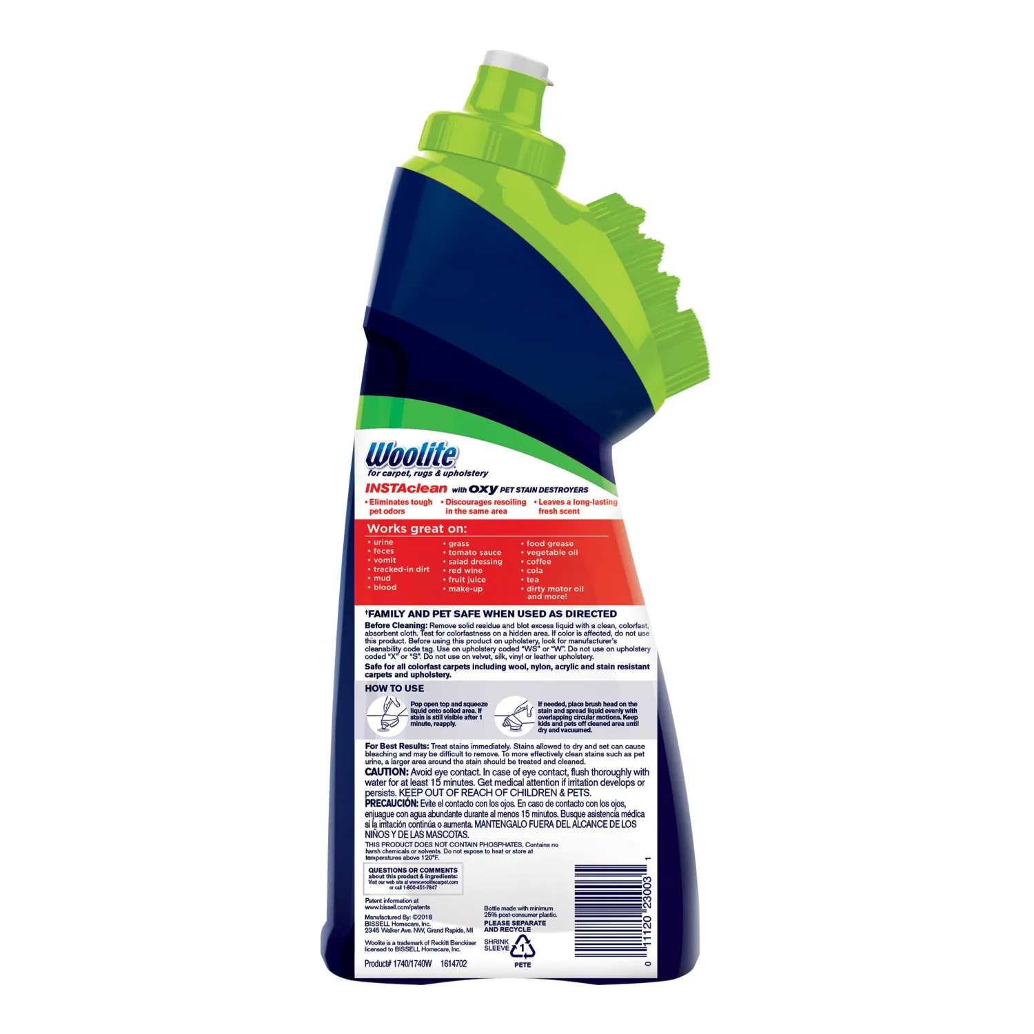 BISSELL InstaClean Oxy Pet Spot and Stain Remover with Brush Head, 4 pack, 17409
