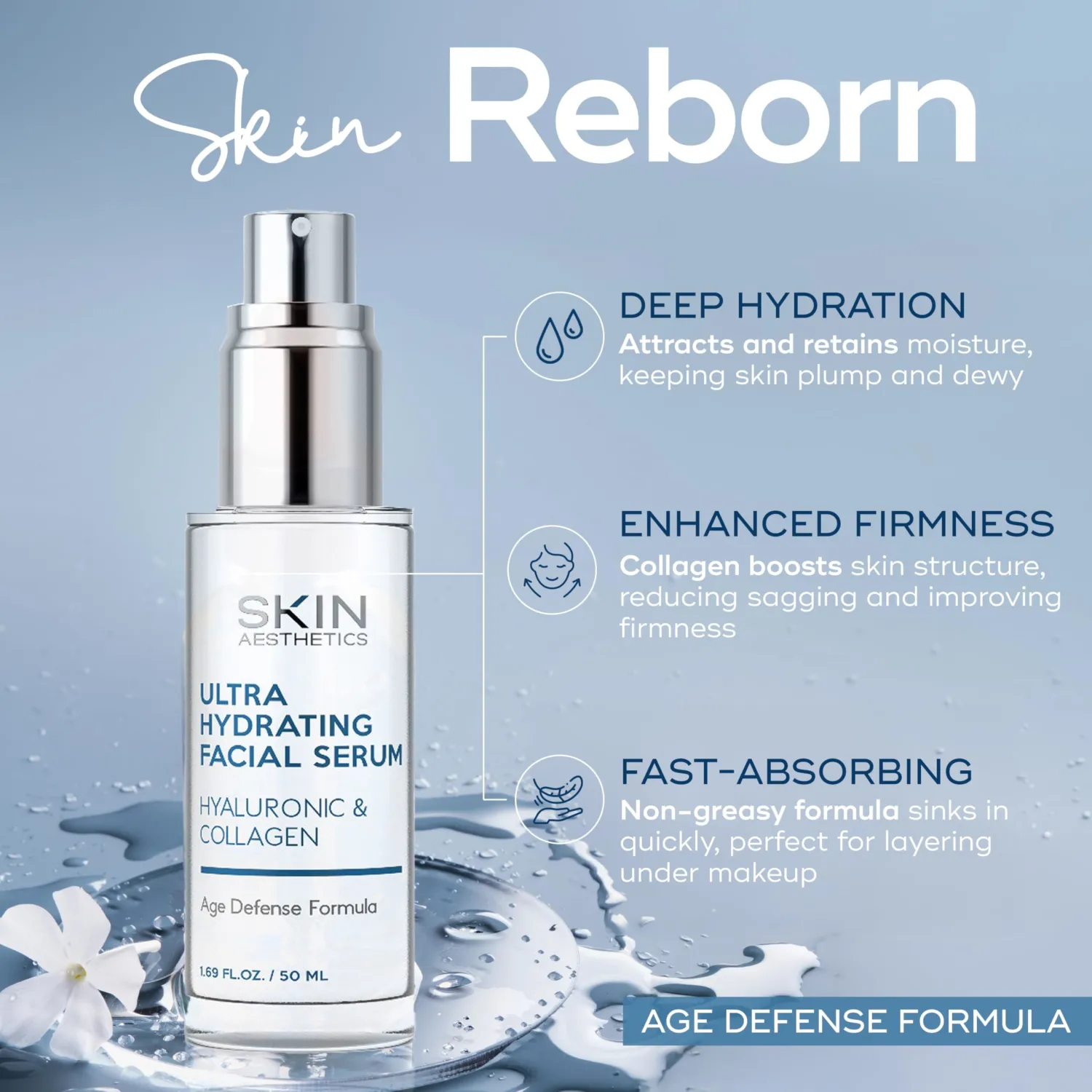 Hyaluronic Acid Serum for Face - Dermatologist Tested - with Collagen for Anti-Aging, Ultra Hydrating, Fine Lines, Wrinkles & Acne Scar Treatment - Clean Beauty, Korean Skincare