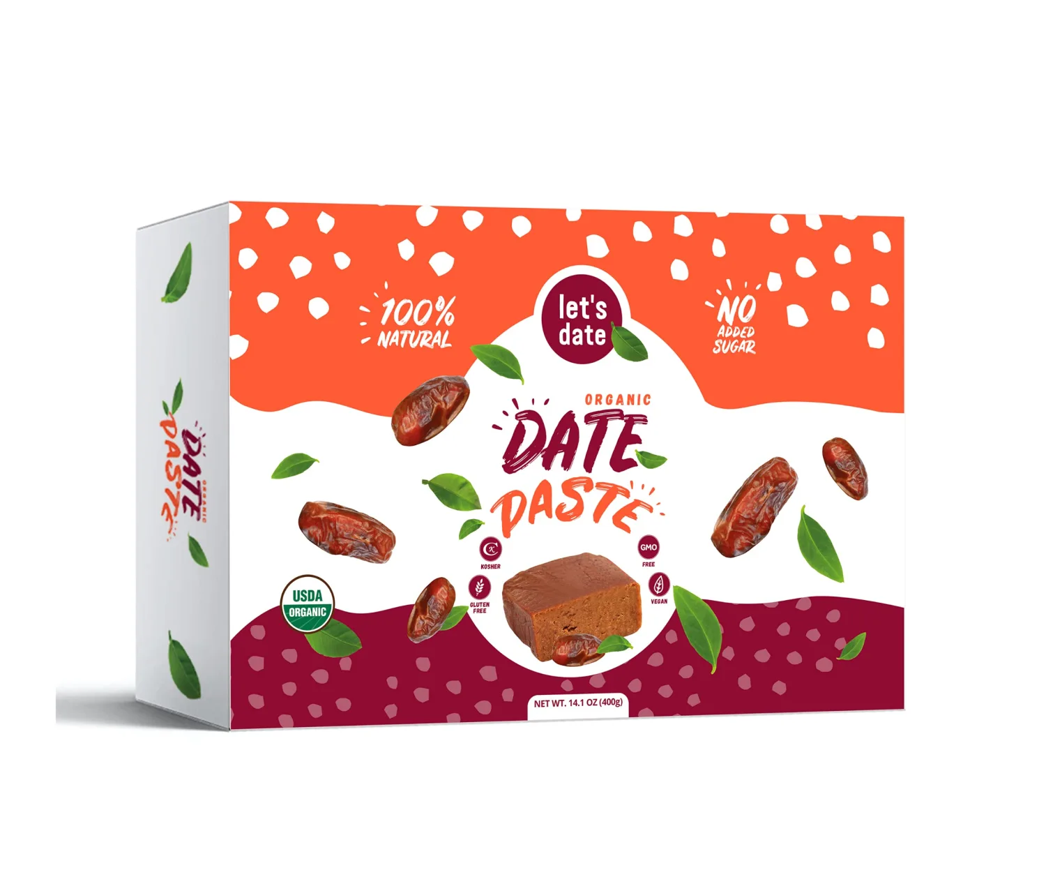 Let’s Date | Organic Date Paste | Date Spread | Perfect Sugar Substitute | NO Added Sugar | Vegan | Paleo | Gluten Free | Kosher | Non- GMO | Natural Sweetener | 14.1 oz (400g)