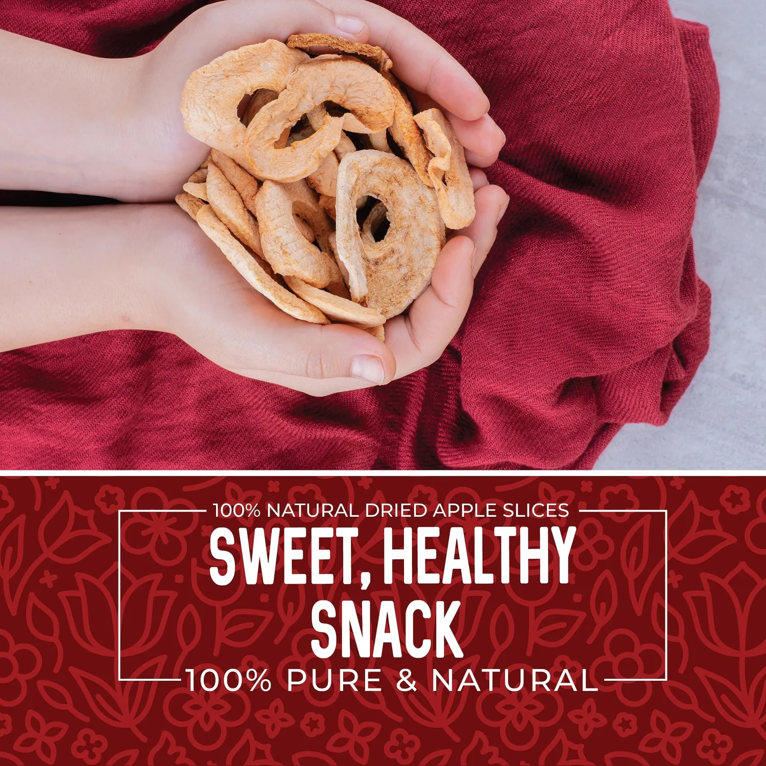 Herbaila Dried Apples 1lb, Apple Slices. Chewy Soft Dried Apples No Sugar Added, Dried Apples Bulk and Dried Apple Slices. Gluten Free Snacks, Dried Fruit No Sugar Added 16oz.